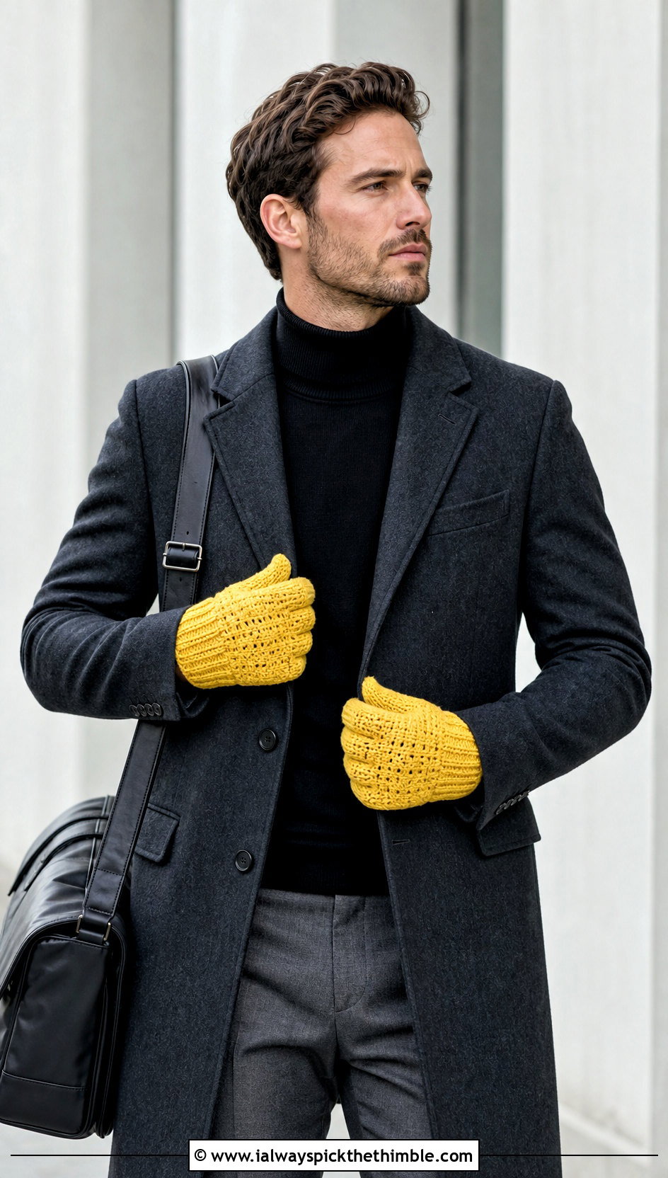 Waffle Stitch Crochet Mittens With Wool Topcoat - 20 crochet mittens for men outfit ideas