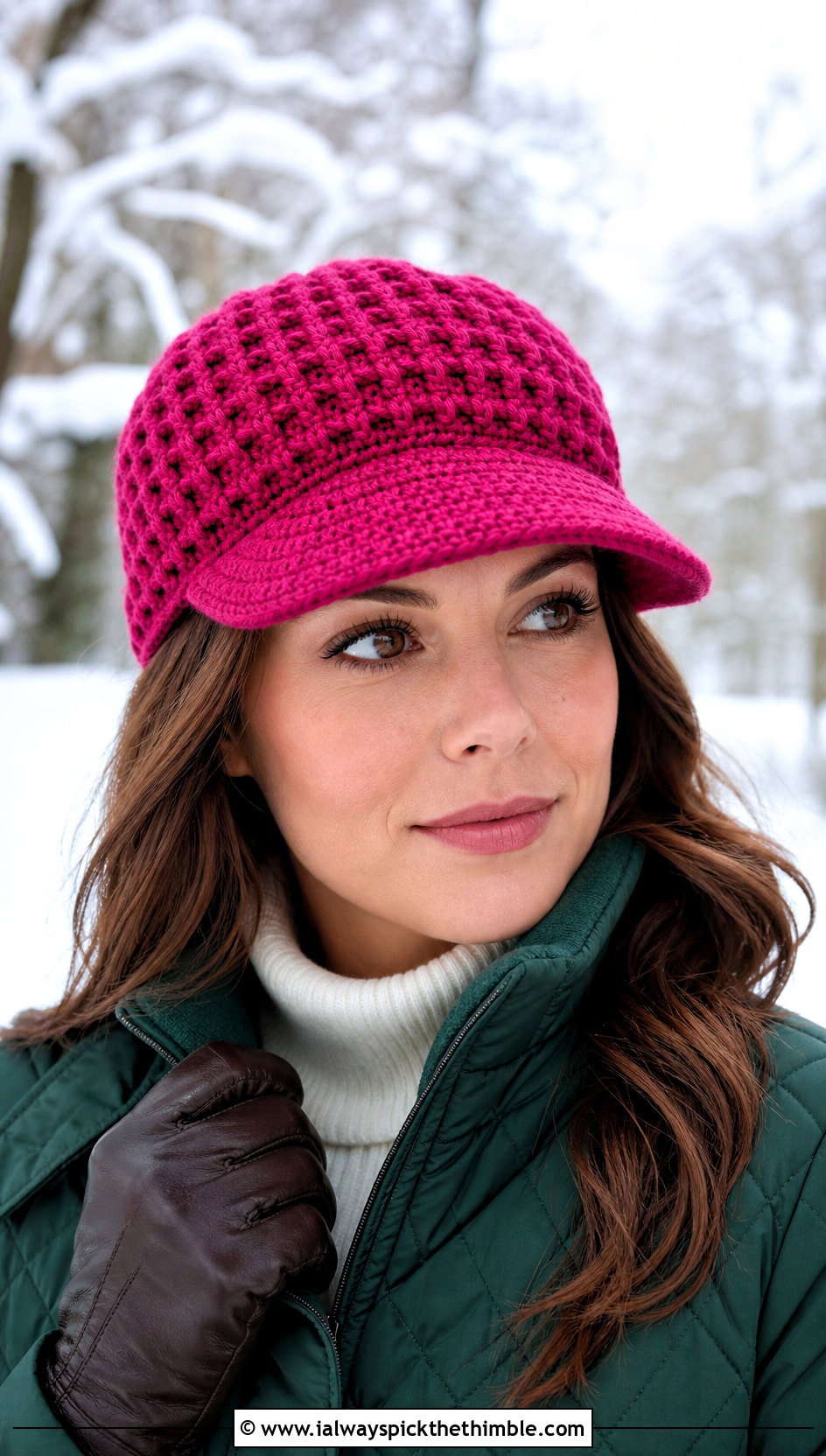 Waffle Stitch Crochet Newsboy Hat With Quilted Coat And Jeans - 25 crochet newsboy hat outfit ideas