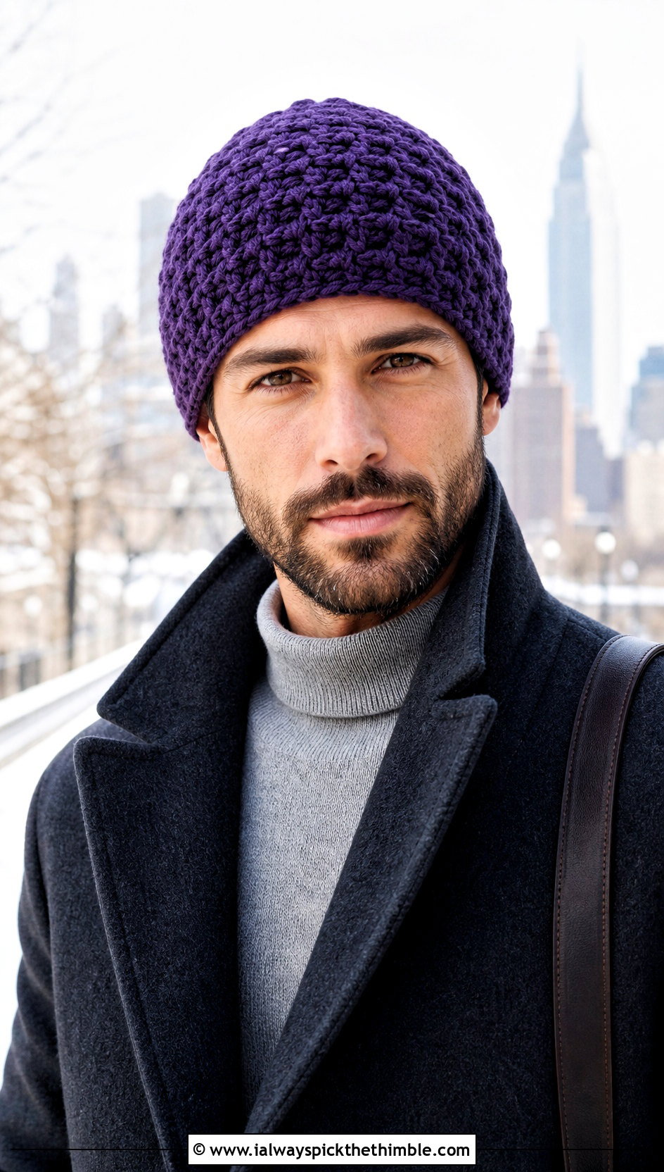 Waffle Stitch Crochet Skull Cap With Wool Overcoat And Knitwear - 20 Mens Crochet Skull Cap outfit ideas