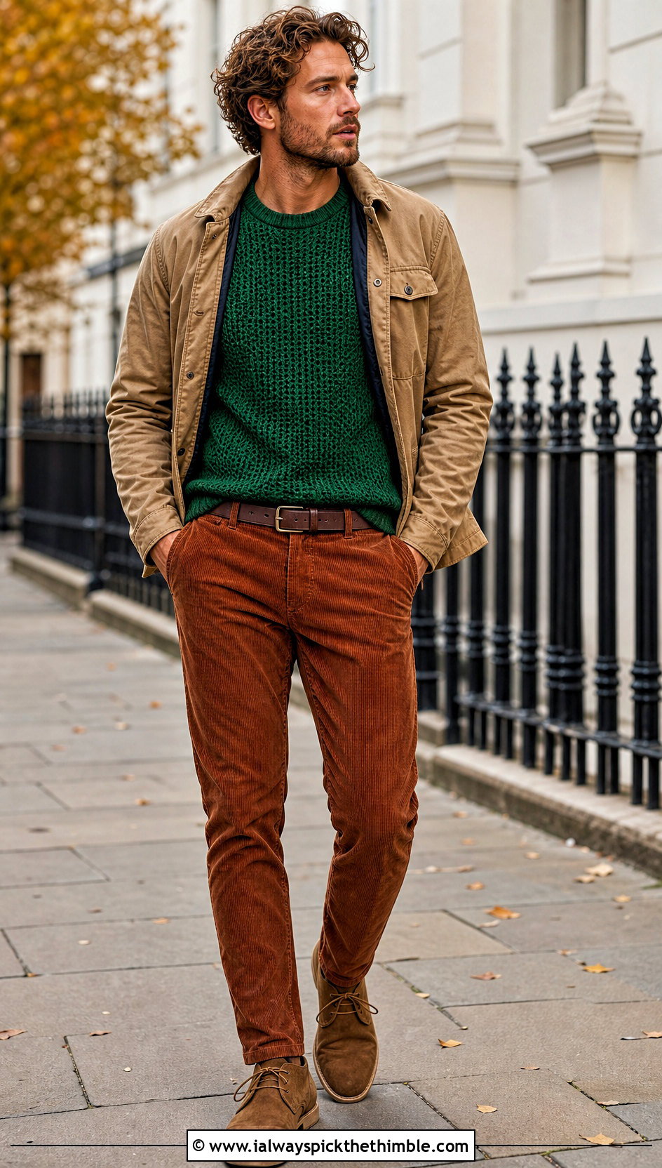 Waffle Stitch Crochet T Shirt With Corduroy Pants - 25 crochet top for men outfit ideas