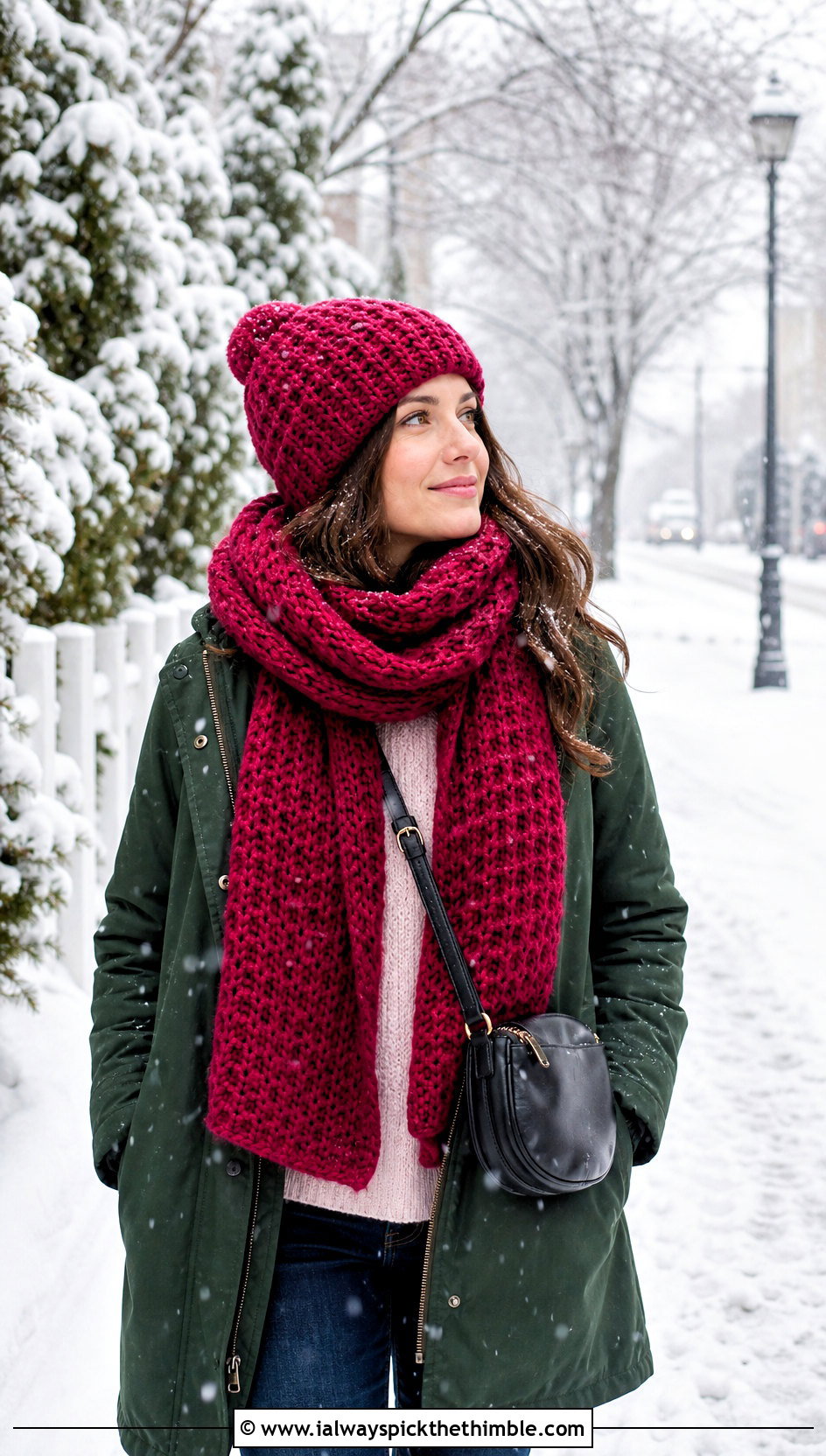 Waffle Stitch Crochet Toque And Wrap Scarf With Parka - 20 Crochet Scarf And Hat Set outfit ideas