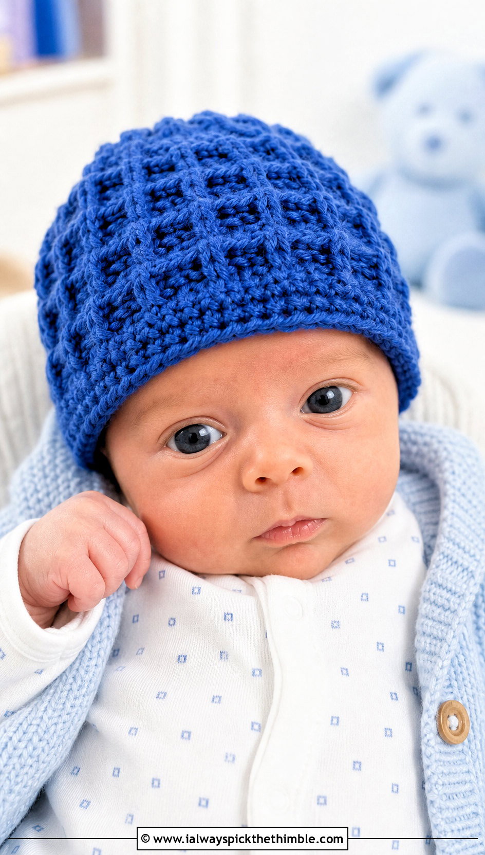 Waffle Stitch Preemie Crochet Hat With Footed Sleeper - 20 premie crochet hat outfit ideas