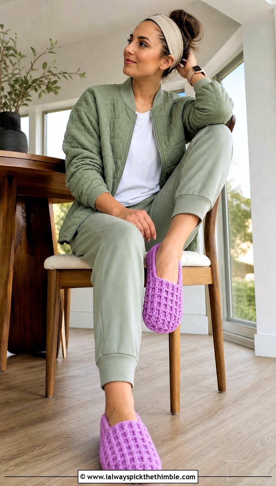 Waffle Stitch Rectangle Crochet Slippers With Quilted Co Ord - 20 Easy Crochet Slippers From A Rectangle outfit ideas
