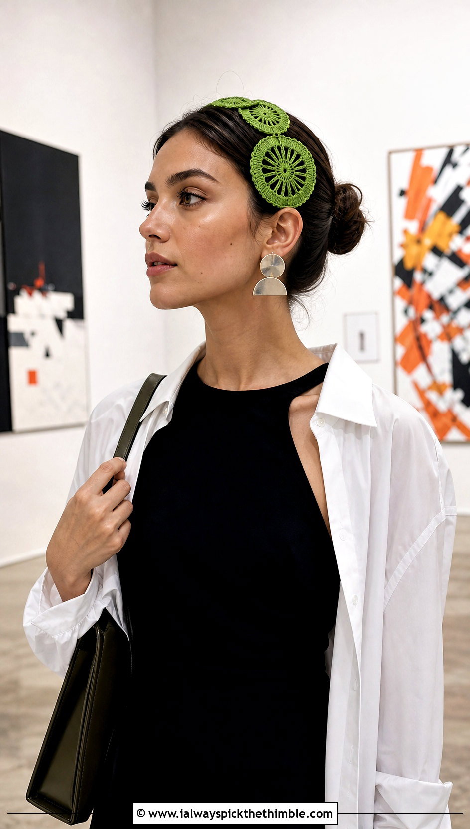Wagon Wheel Flower Crochet Headband With Column Dress - 25 crochet flower headband outfit ideas
