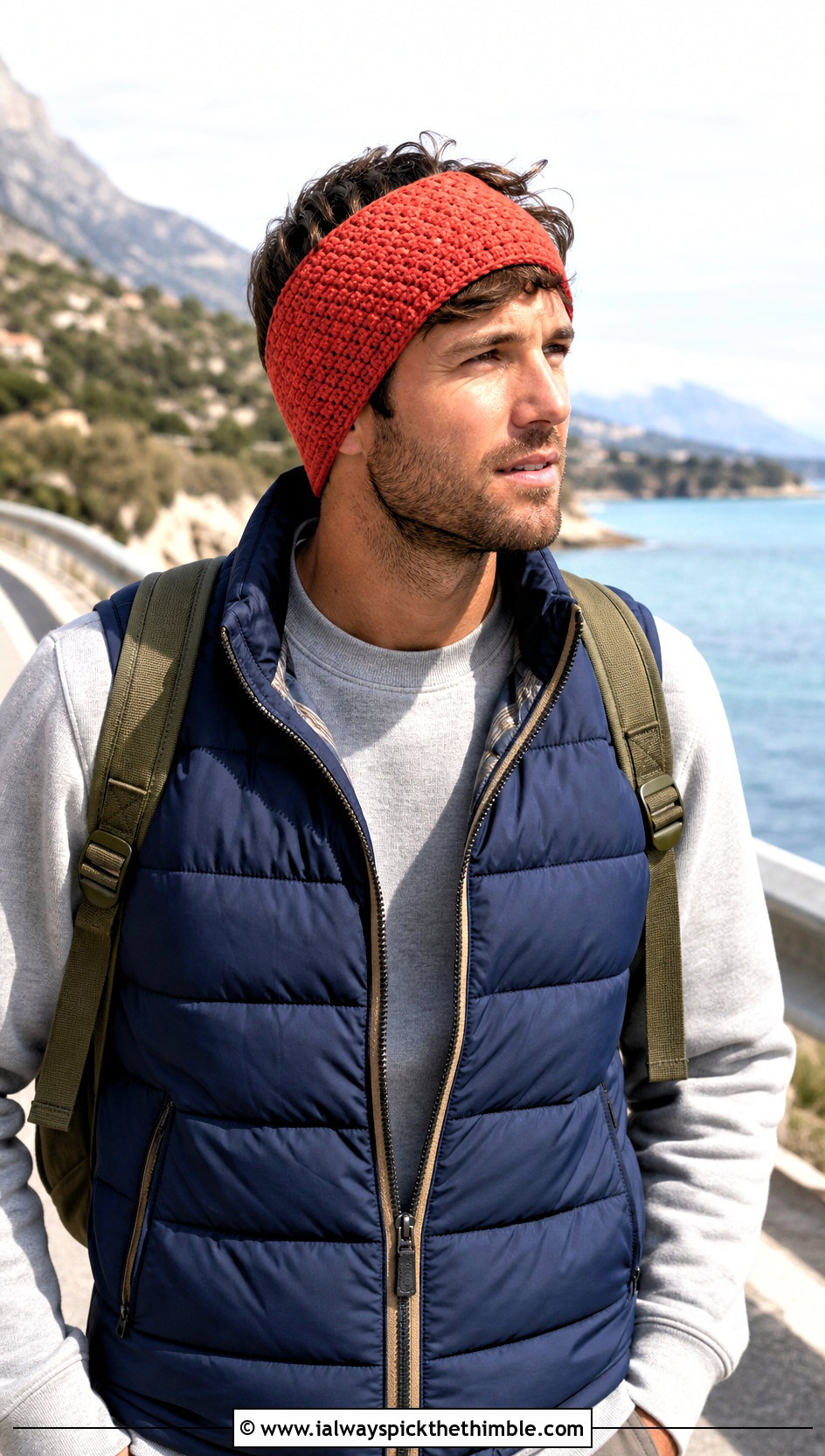 Waistcoat Stitch Mens Crochet Ear Warmer With Puffer Vest - 15 mens crochet ear warmer outfit ideas