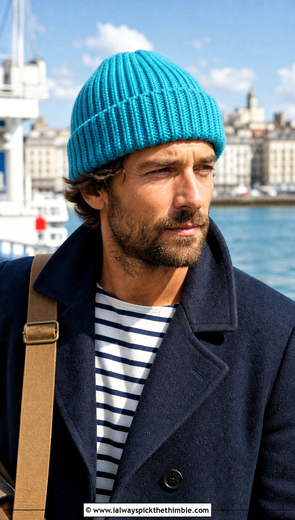 Watch Cap Crochet Beanie With Navy Peacoat - 20 mens crochet hats men's beanie outfit ideas