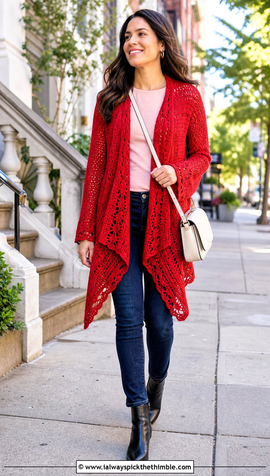 Waterfall Crochet Cardigan With Skinny Jeans - 25 simple crochet cardigan outfit ideas