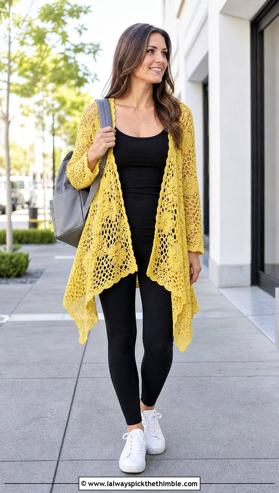 Waterfall Irish Crochet Cardigan With Leggings - 20 Irish Crochet Cardigan outfit ideas