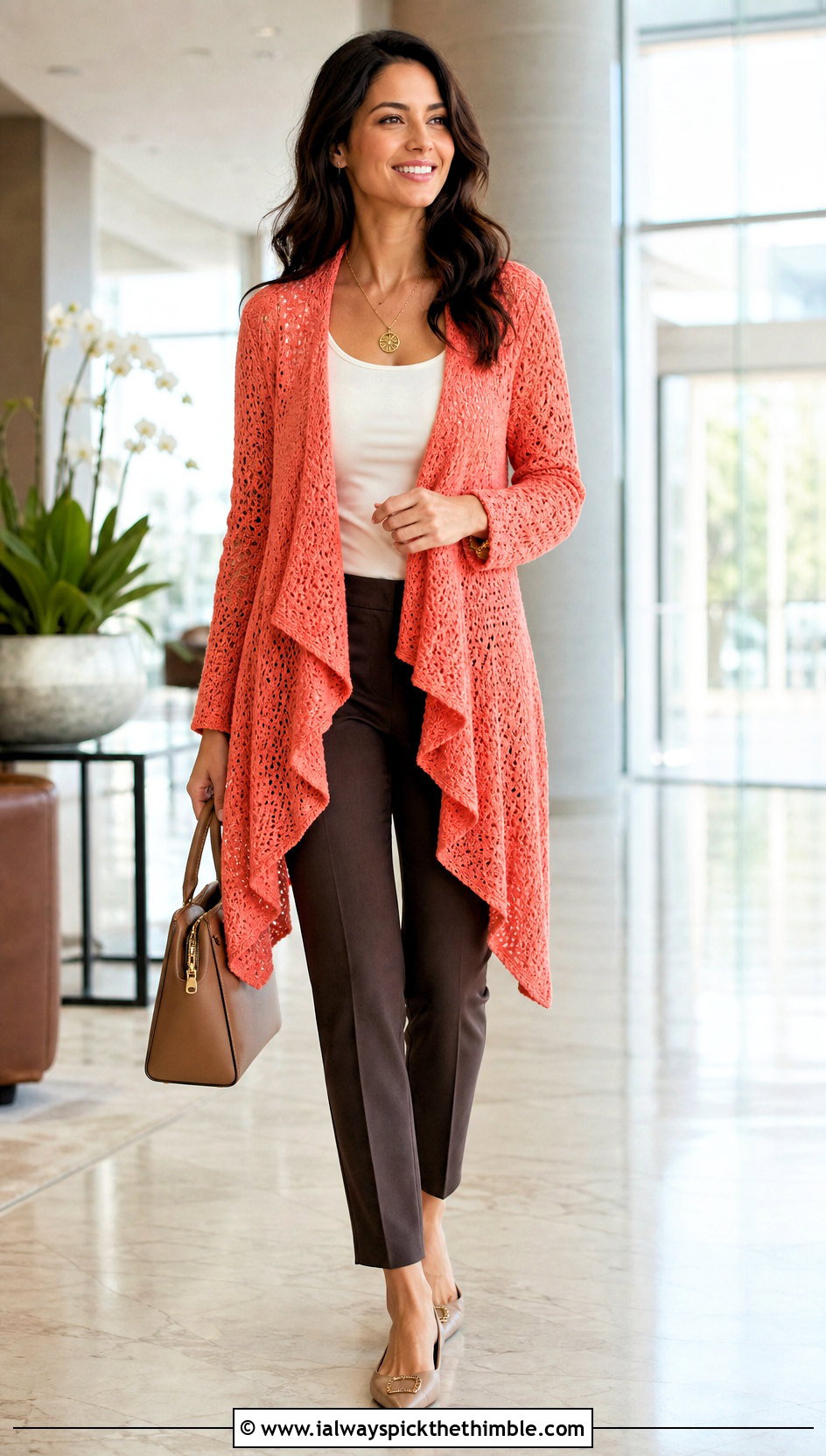 Waterfall One Piece Crochet Cardigan With Cigarette Pants - 25 one piece crochet cardigan outfit ideas