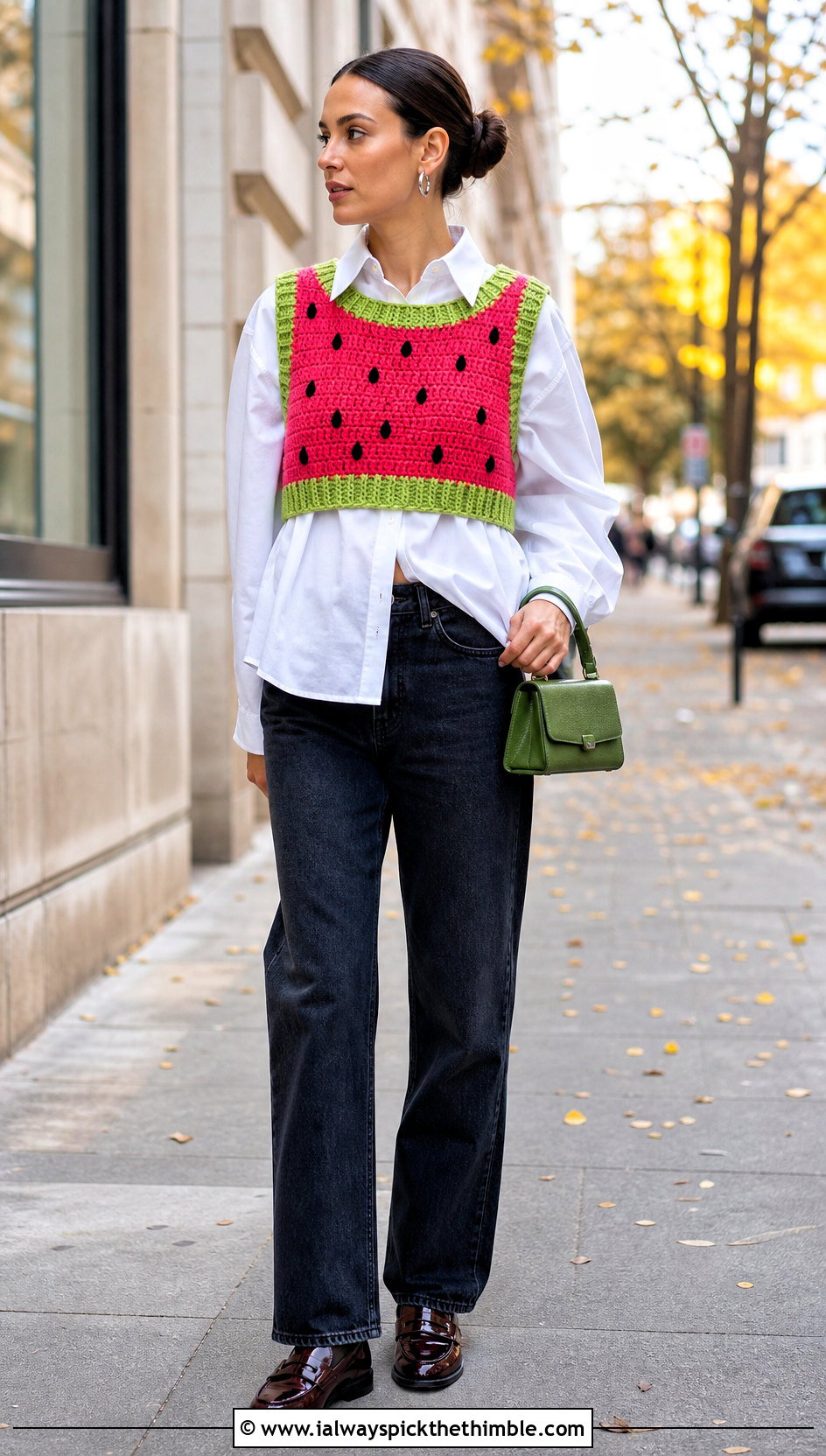 Watermelon Crochet Vest Top With Poplin Shirt - 20 watermelon crochet top outfit ideas
