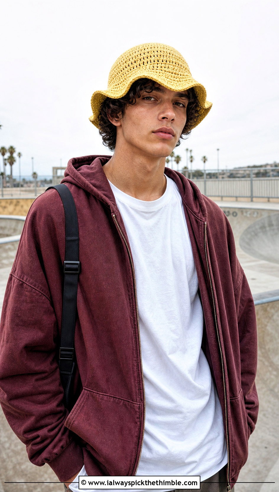 Wavy Brim Crochet Bucket Hat With Hoodie And Baggy Jeans - 15 mens crochet bucket hat outfit ideas