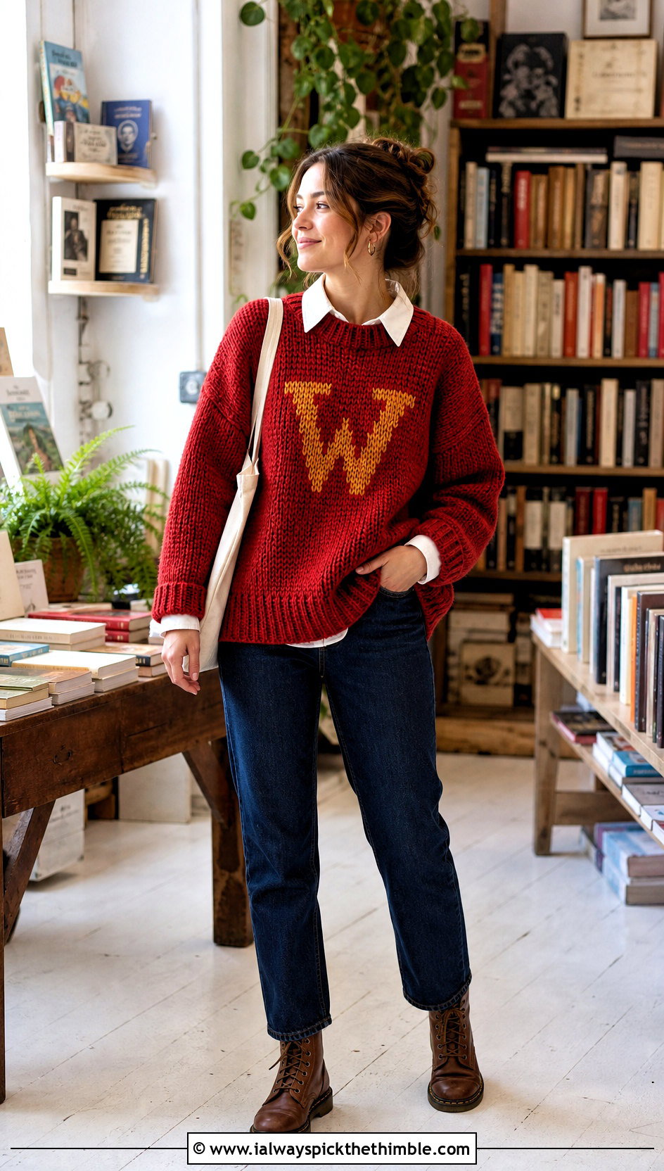 Weasley Initial Crochet Sweater With Straight Jeans - 20 harry potter crochet clothes and outfit ideas