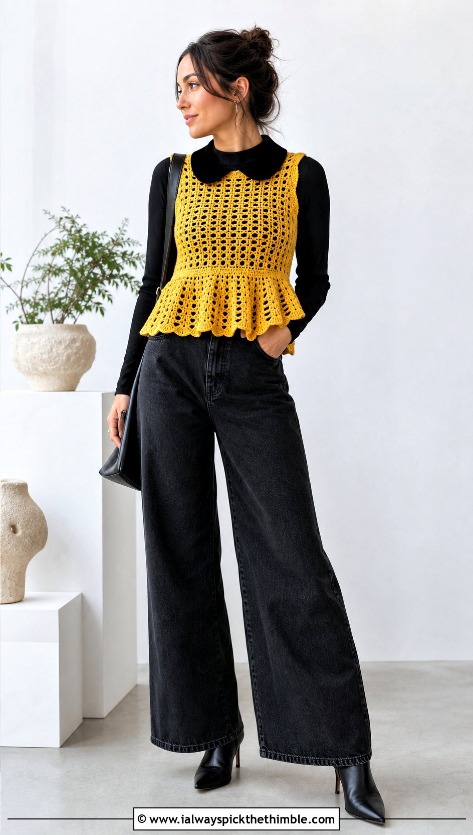 Wednesday Addams Crochet Peplum Top Outfit - 15 Wednesday Addams Crochet Clothes and outfit ideas