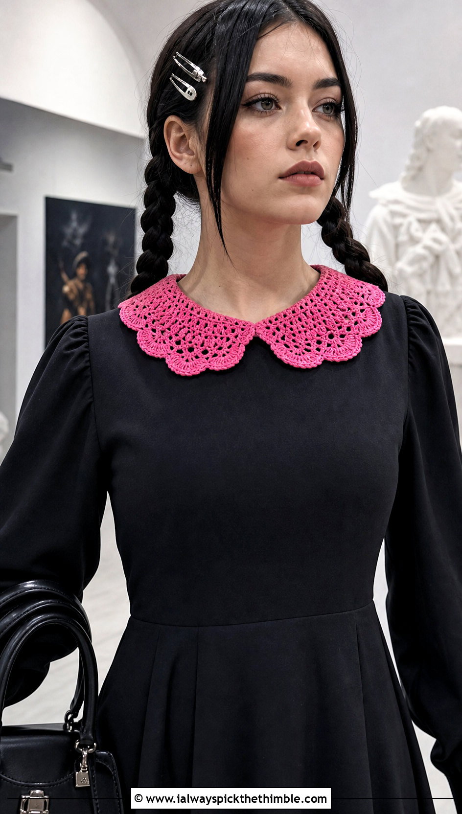 Wednesday Addams Crochet Peter Pan Collar Dress Outfit - 15 Wednesday Addams Crochet Clothes and outfit ideas