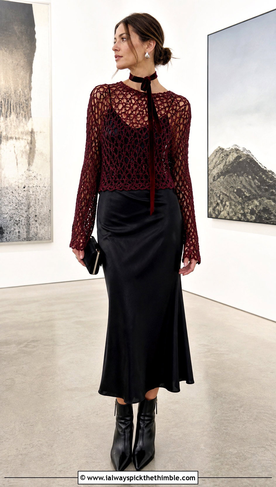 Wednesday Addams Mesh Crochet Top Outfit - 15 Wednesday Addams Crochet Clothes and outfit ideas