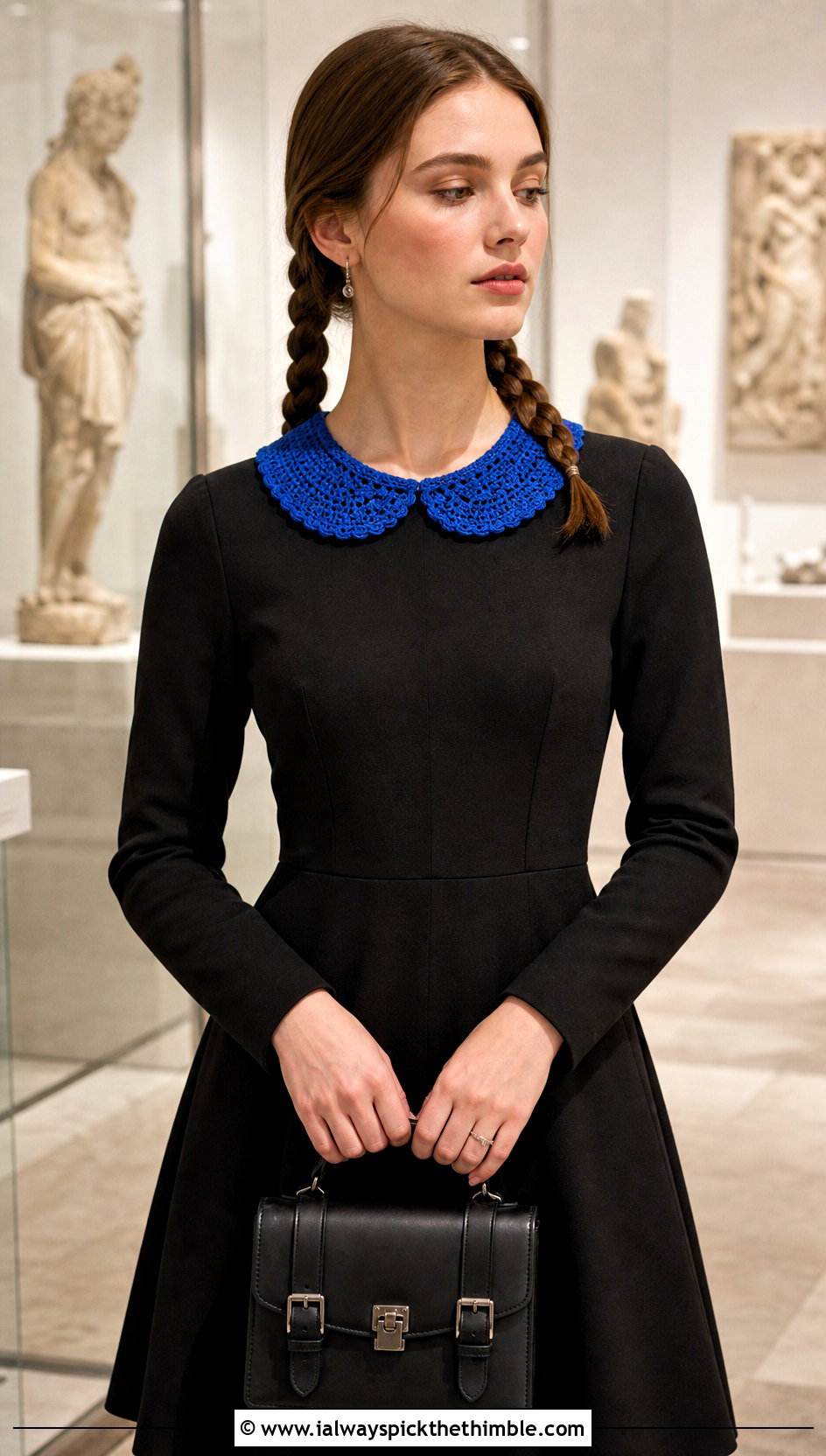 Wednesday Addams Peter Pan Crochet Collar With Black Dress - 15 wednesday addams crochet collar outfit ideas