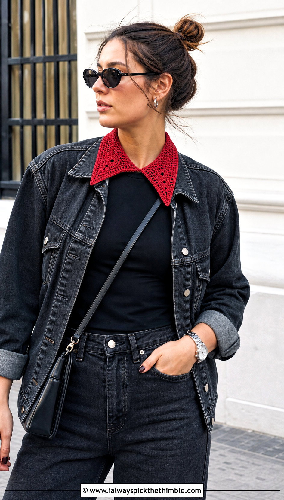 Wednesday Addams Pointed Crochet Collar With Denim Jacket - 15 wednesday addams crochet collar outfit ideas