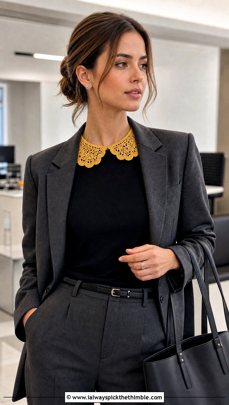 Wednesday Addams Scalloped Crochet Collar With Blazer And Trousers - 15 wednesday addams crochet collar outfit ideas