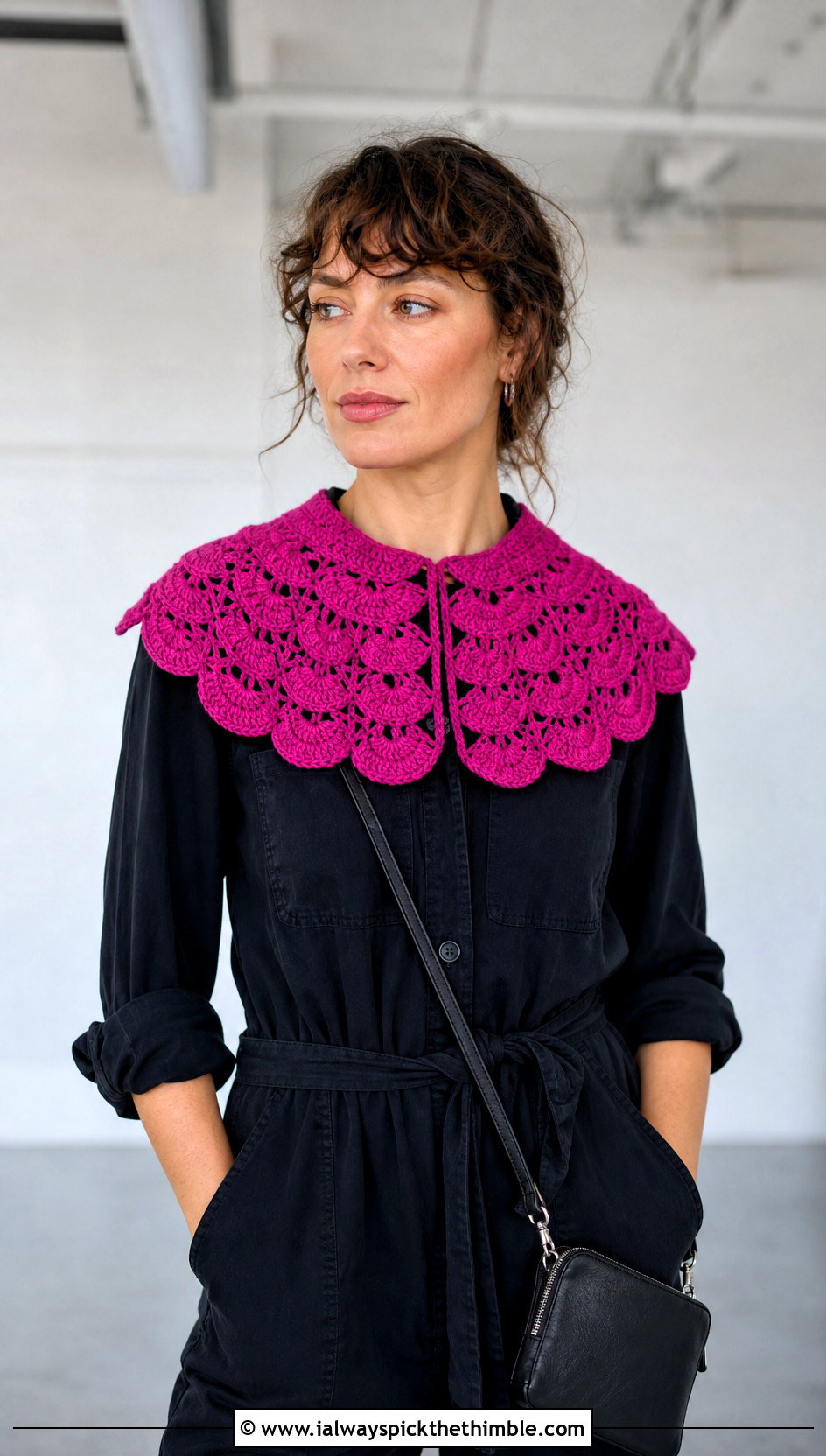 Wednesday Addams Shell Stitch Crochet Collar With Jumpsuit - 15 wednesday addams crochet collar outfit ideas
