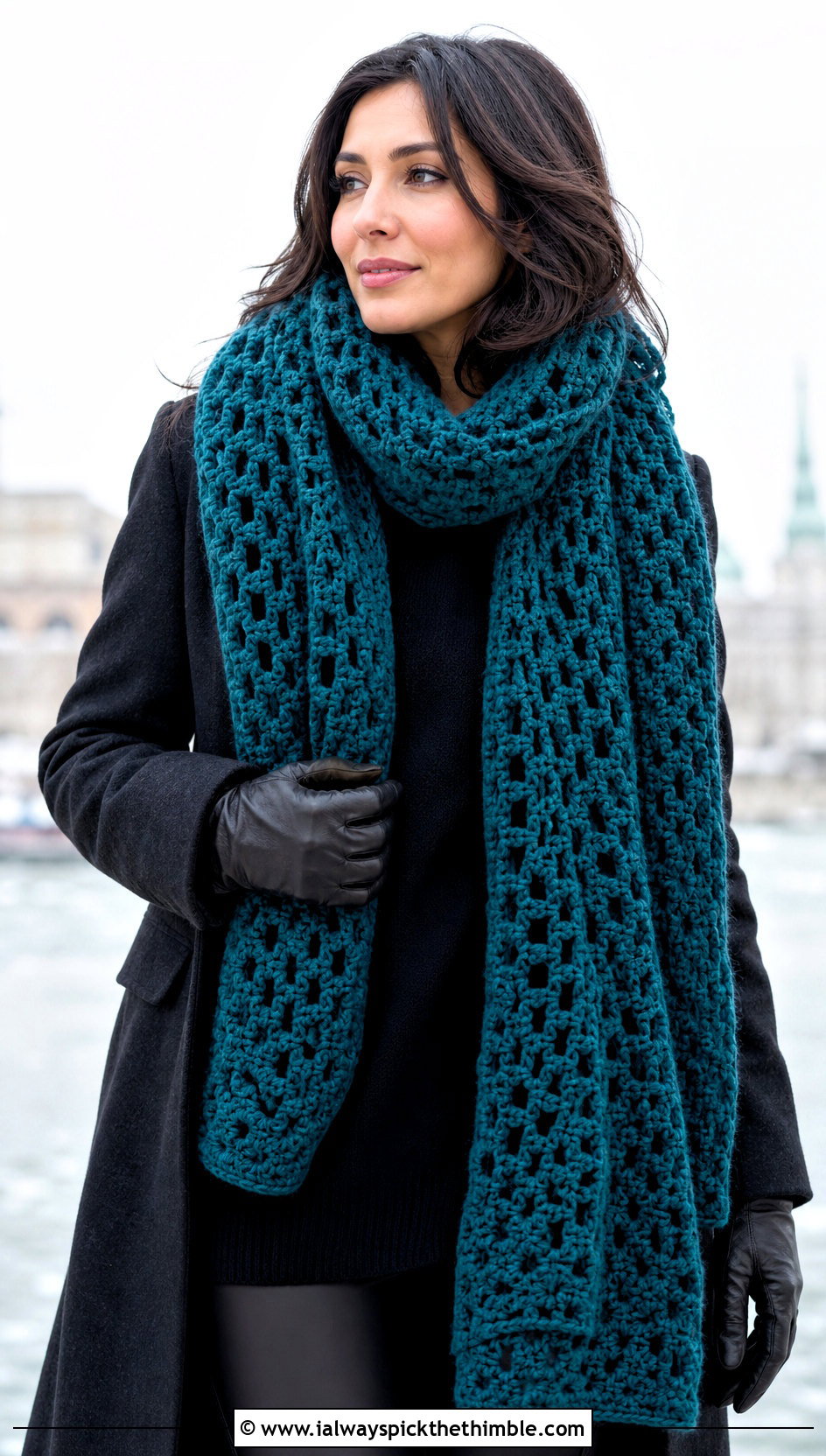 Wednesday Blanket Crochet Scarf With Coat And Leggings - 20 Wednesday Crochet Scarf outfit ideas