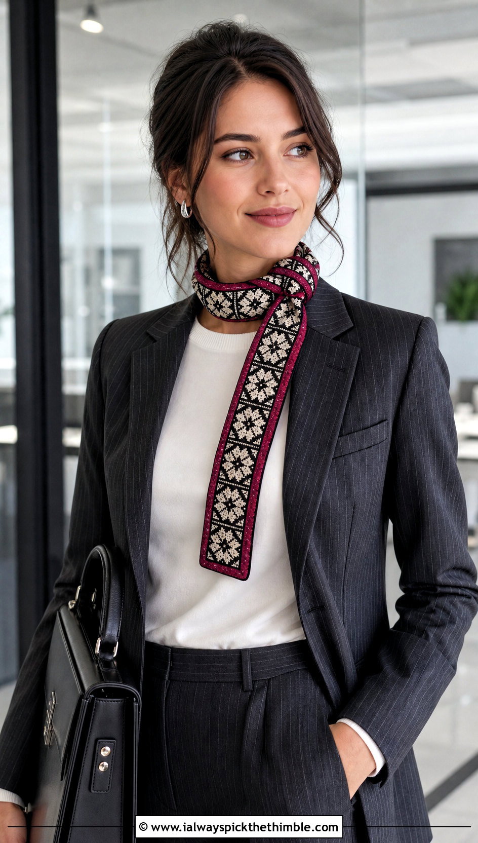 Wednesday Tapestry Crochet Scarf With Pinstripe Suit - 20 Wednesday Crochet Scarf outfit ideas