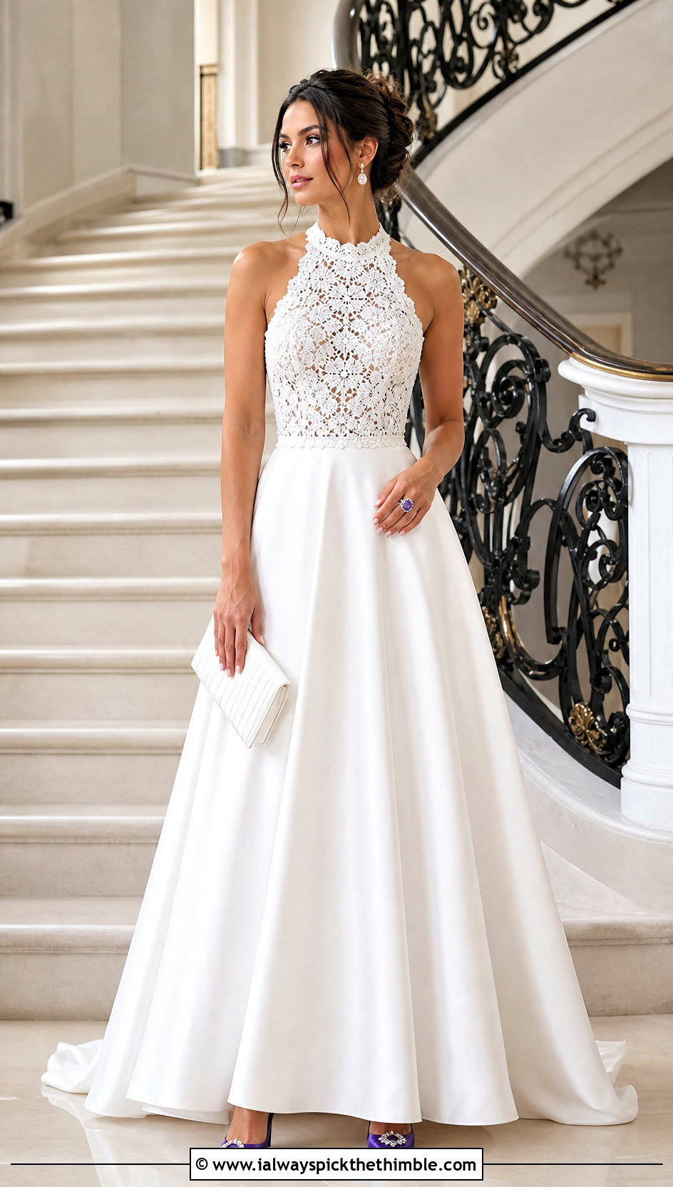 White Crochet Bodice And Satin Skirt Wedding Dress - 20 white crochet wedding dress outfit ideas