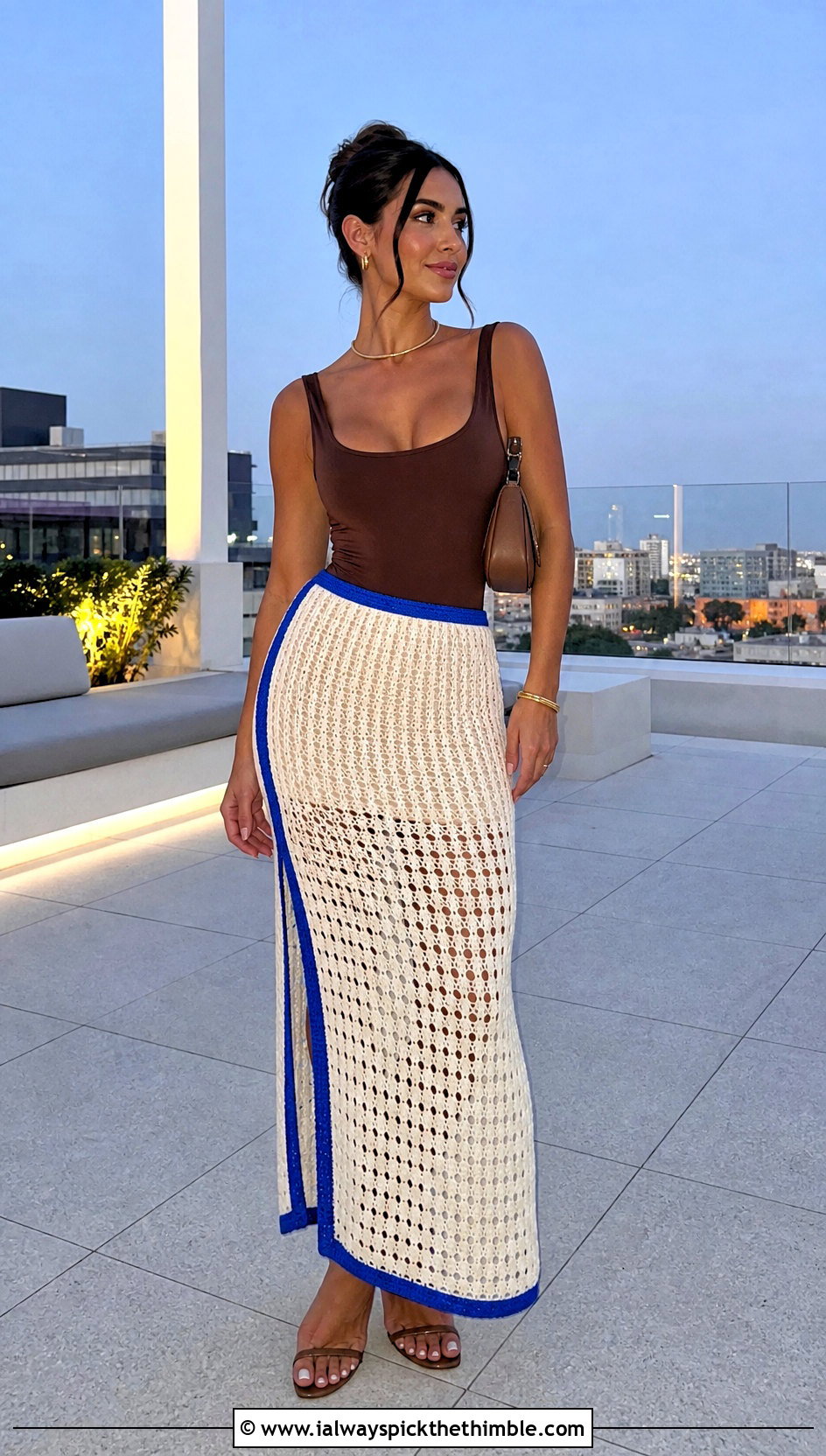 White Crochet Maxi Skirt With Fitted Bodysuit - 25 White Crochet Outfit ideas