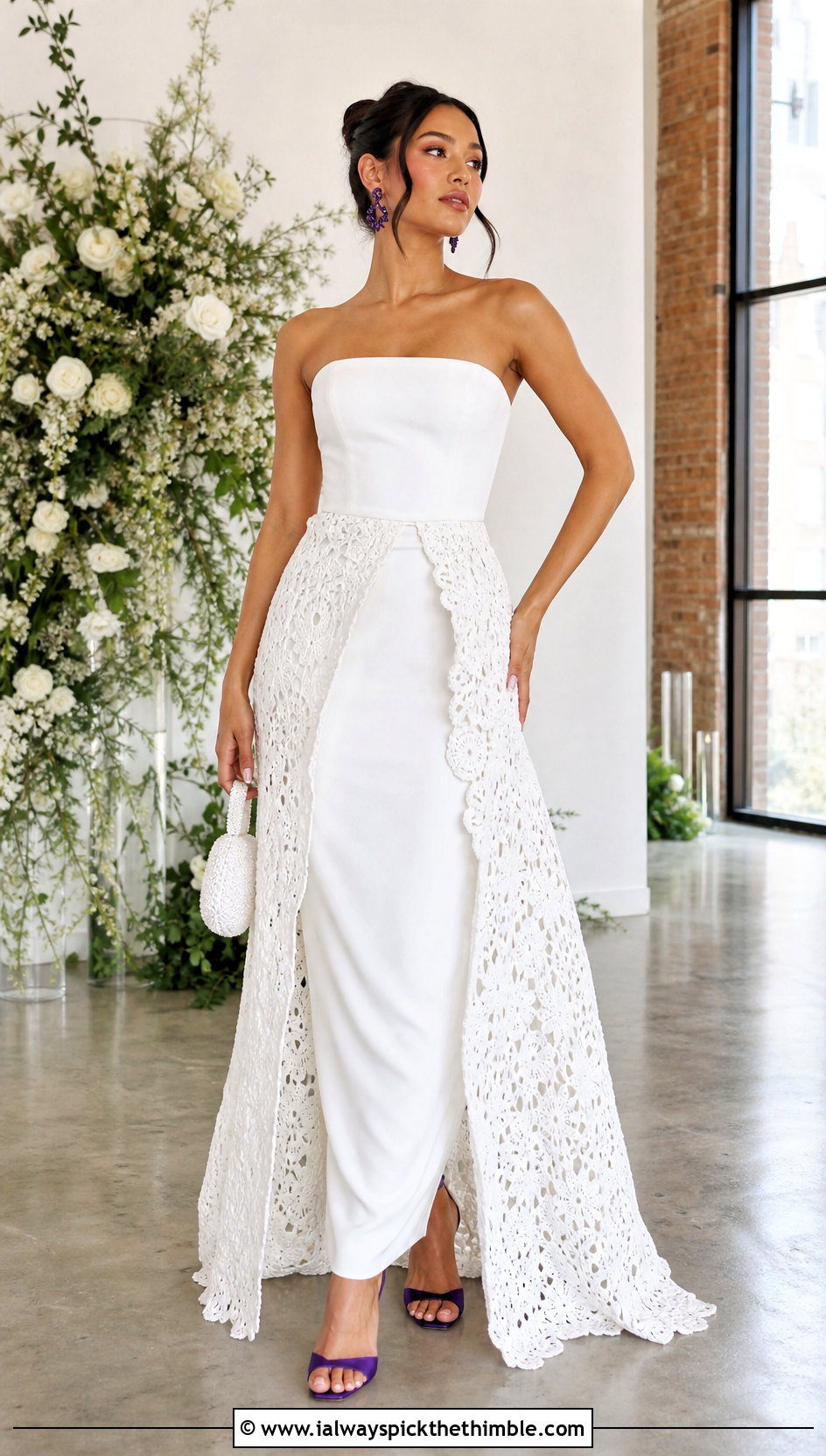 White Crochet Overskirt Wedding Dress - 20 white crochet wedding dress outfit ideas