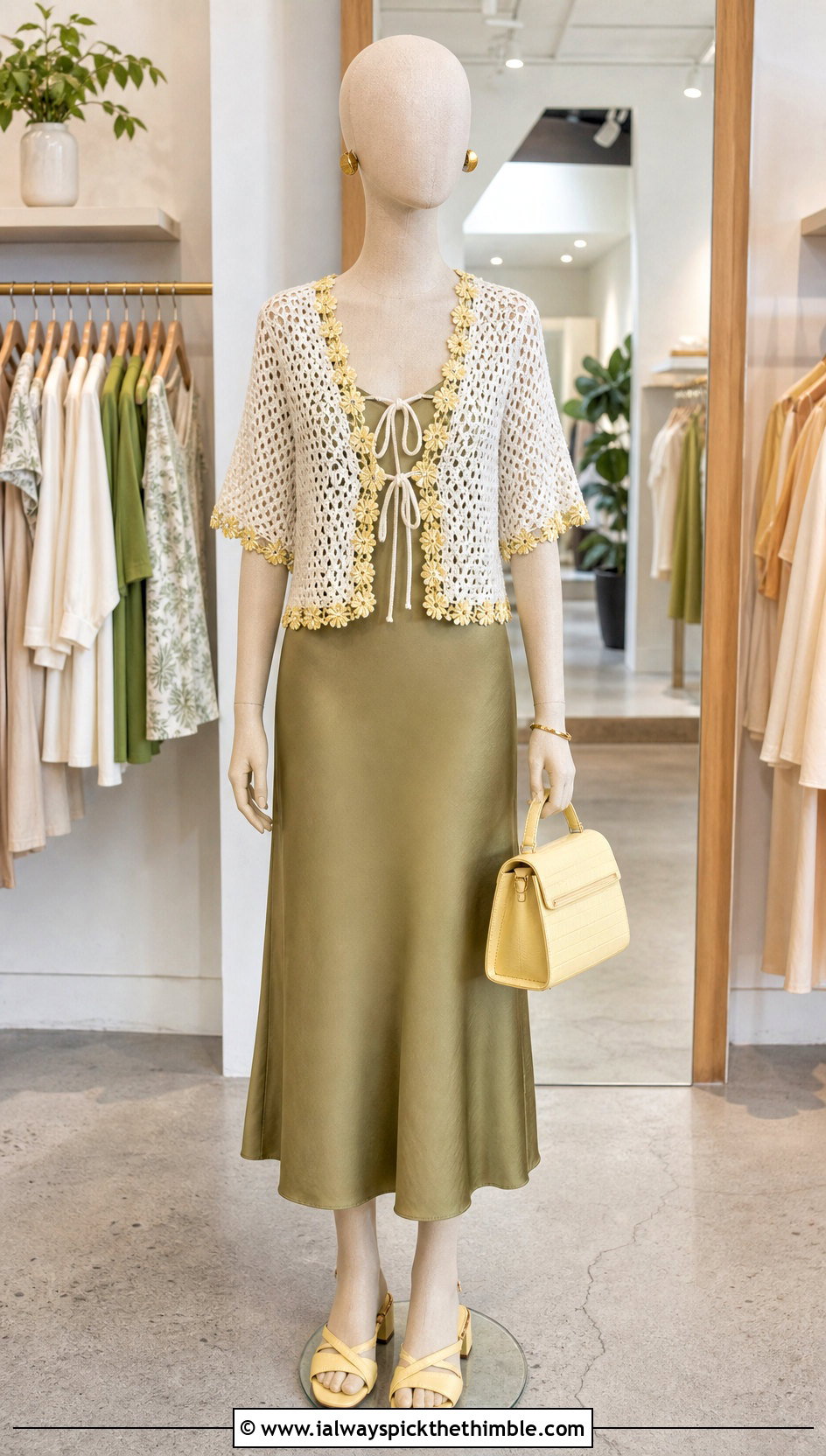 White Crochet Tie Front Top Over A Slip Dress - 15 white crochet top on mannequin outfit ideas