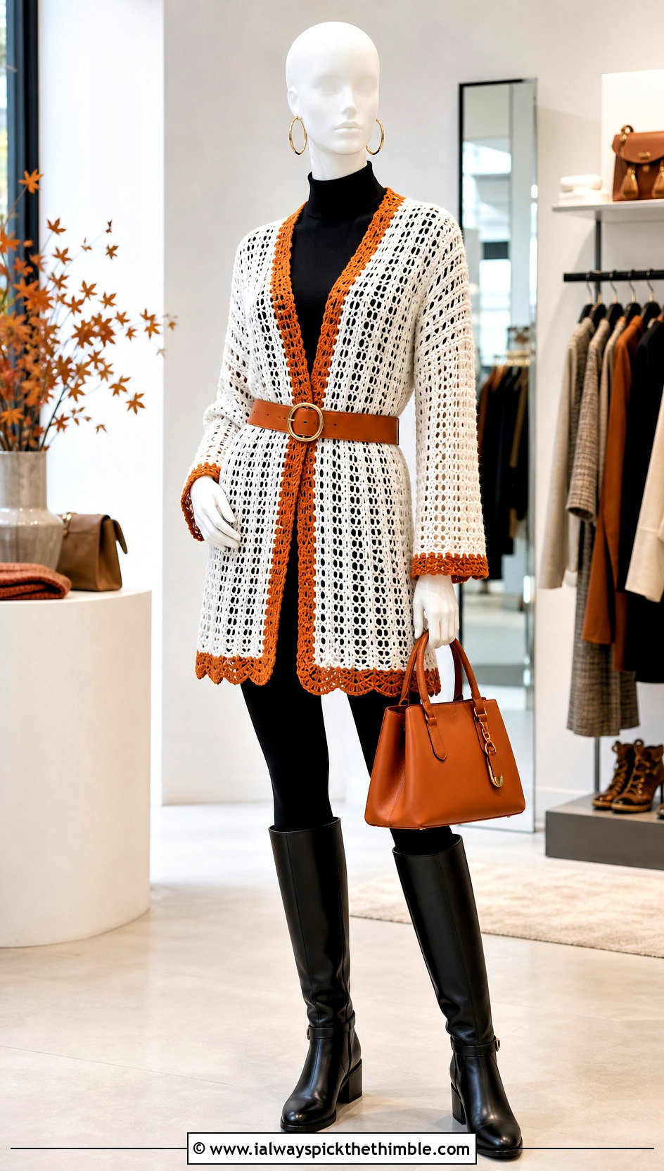 White Crochet Tunic Top With Leggings And Tall Boots - 15 white crochet top on mannequin outfit ideas