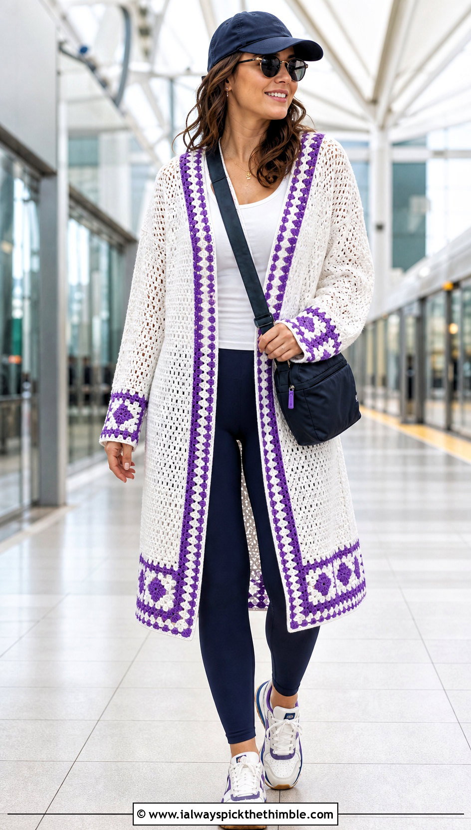 White Crochet Tunic With Leggings And Sneakers - 25 White Crochet Outfit ideas