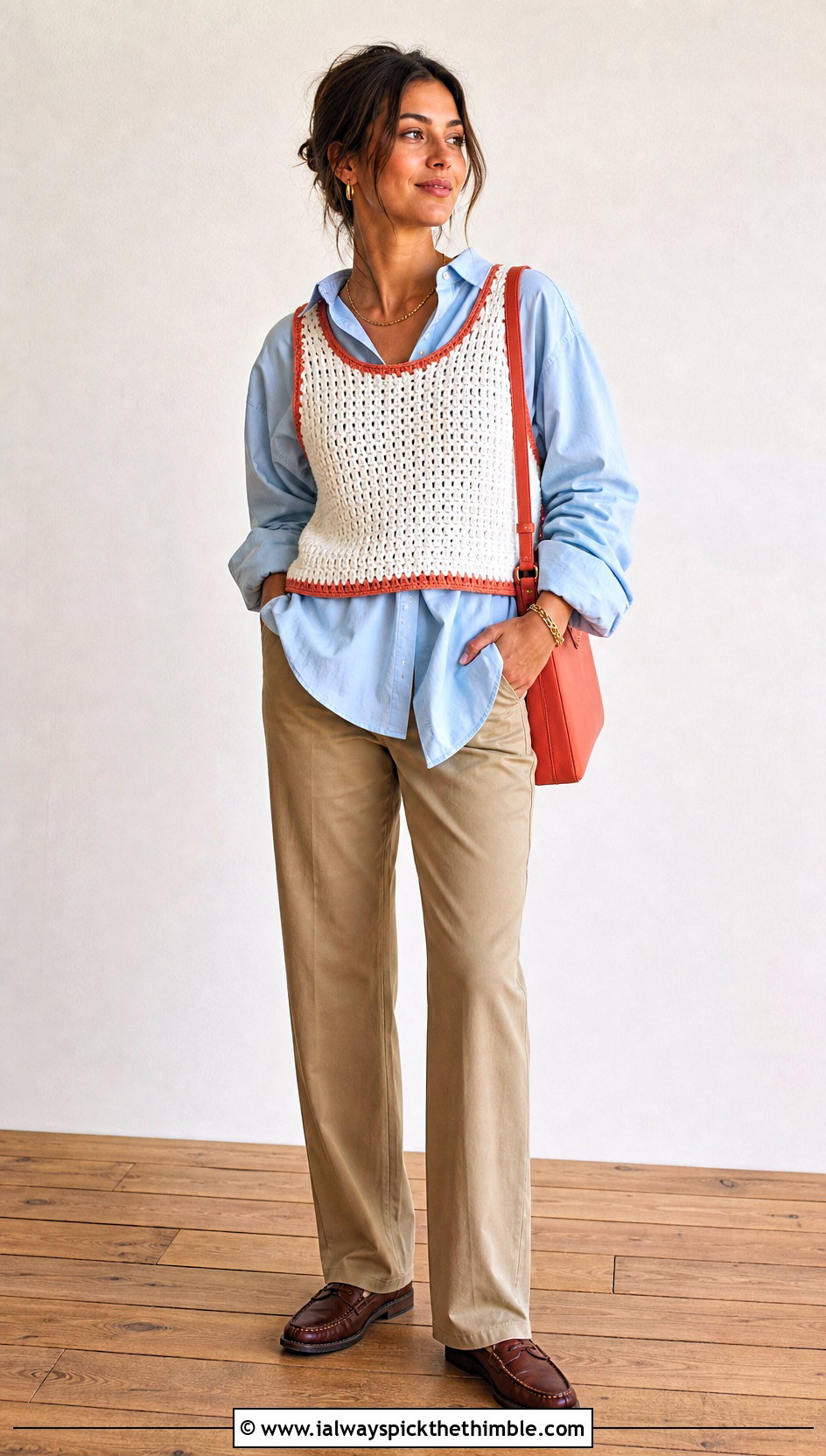 White Crochet Vest Top With Button Down Shirt - 15 white crochet top on wooden floor outfit ideas