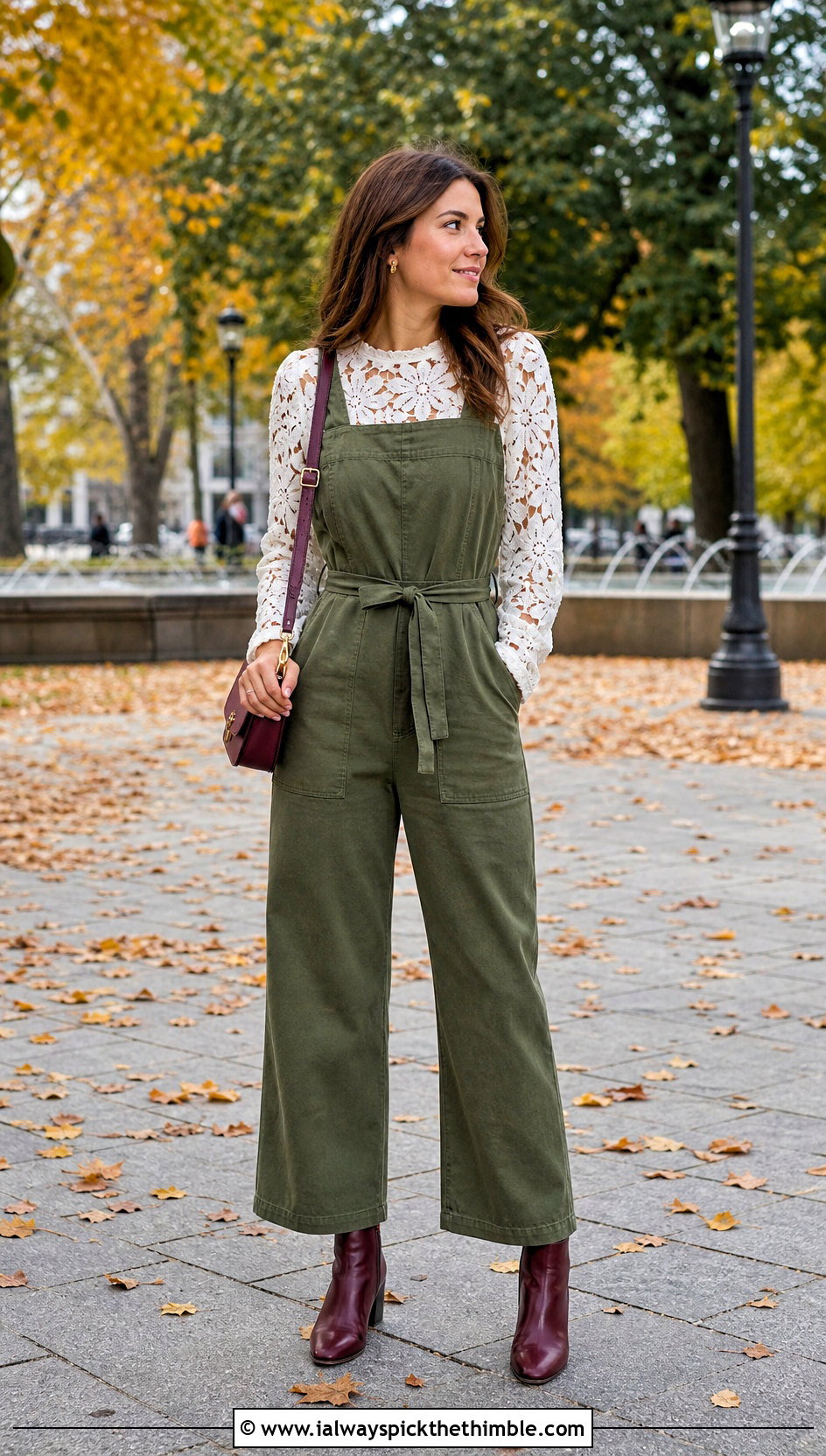 White Floral Motif Crochet Blouse With Utility Jumpsuit - 15 white crochet blouse design outfit ideas