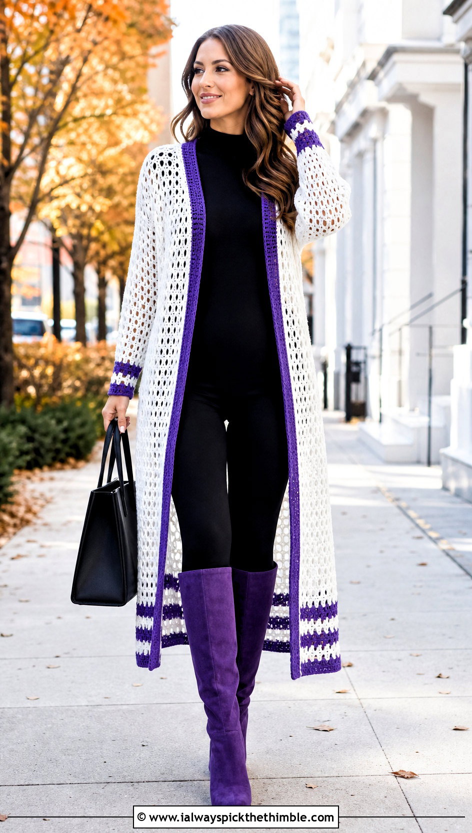 White Longline Crochet Cardigan Sweater With Leggings And Boots - 25 crochet white sweater outfit ideas
