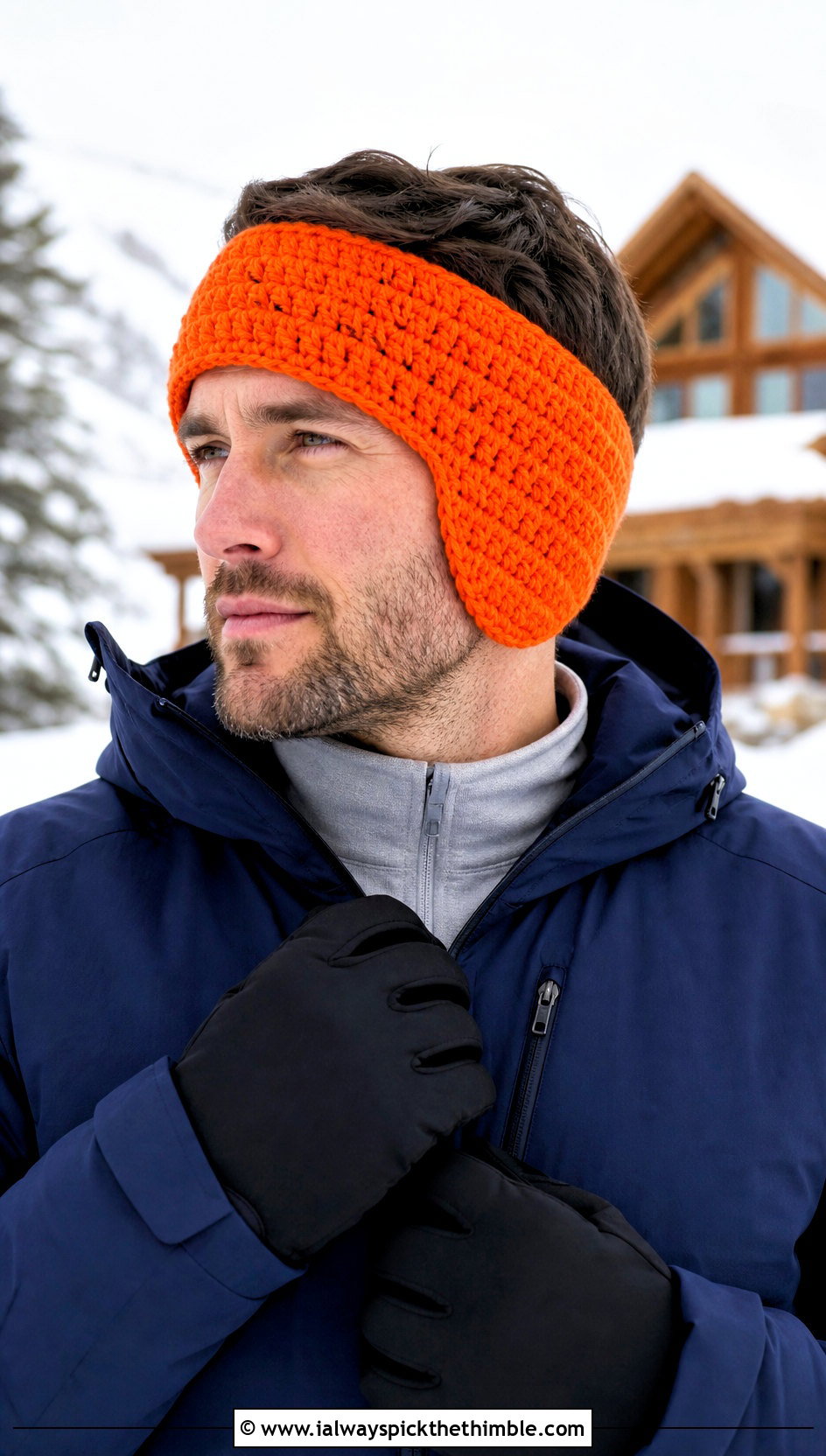 Wide Band Crochet Mens Ear Warmer With Ski Jacket - 20 Crochet Mens Ear Warmer outfit ideas