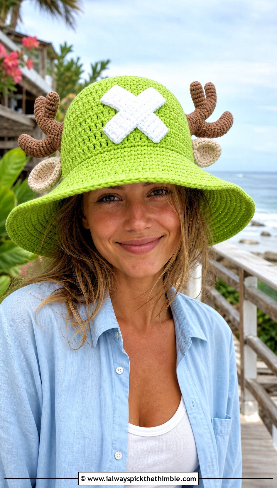Wide Brim Chopper Crochet Hat With Linen Shirt And Shorts - 20 chopper crochet hat outfit ideas