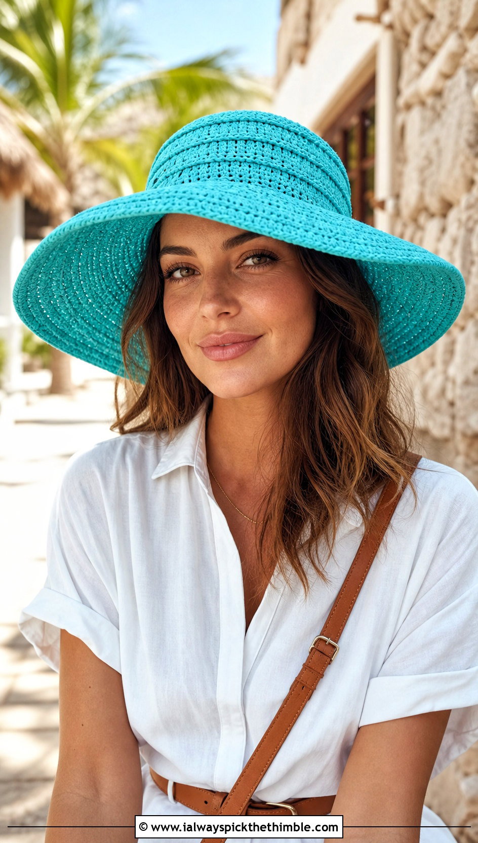 Wide Brim Crochet Bucket Hat With Shirt Dress - 20 crochet bucket hat ideas