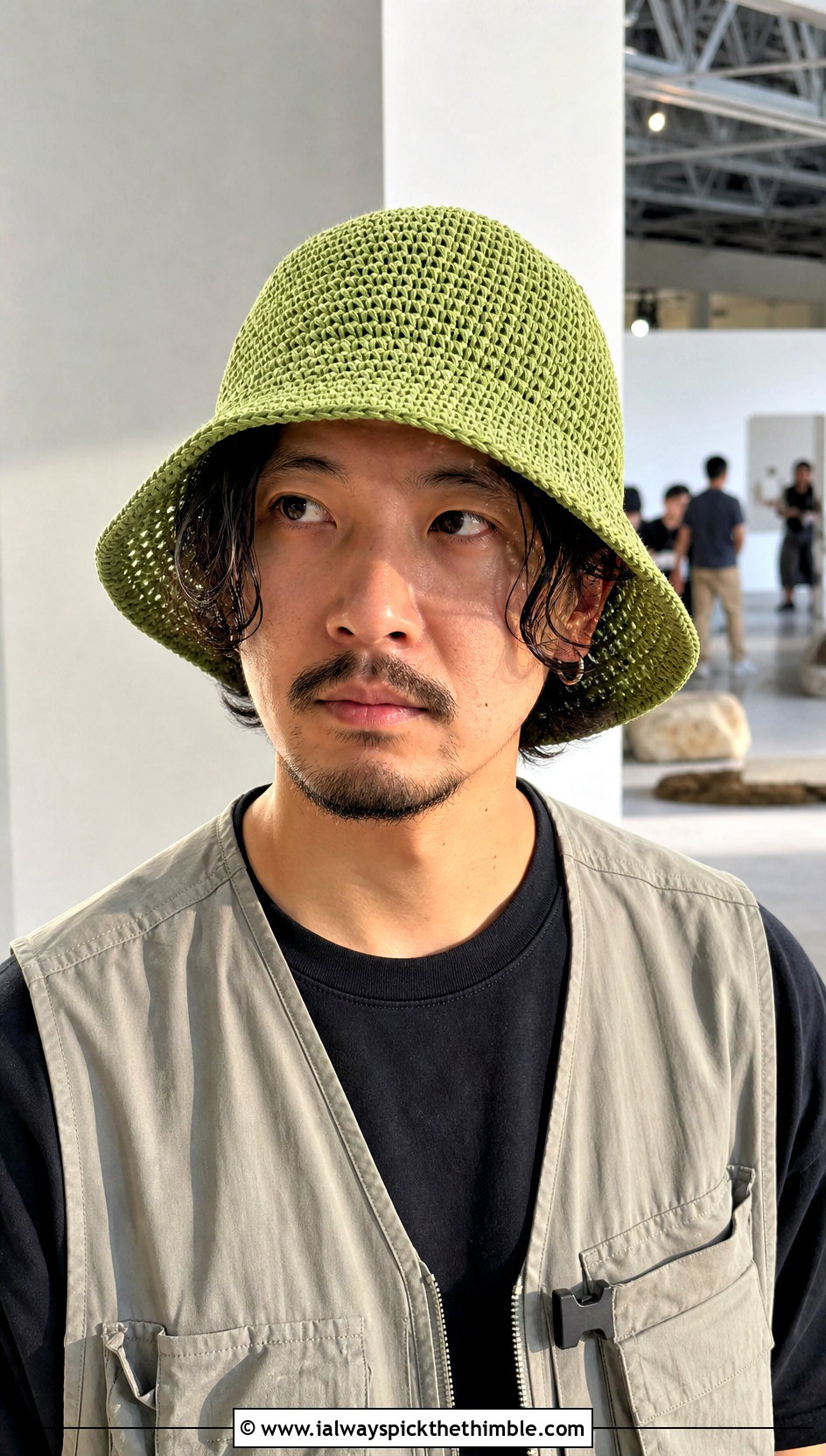 Wide Brim Crochet Bucket Hat With Utility Outfit - 20 crochet hat ideas for men