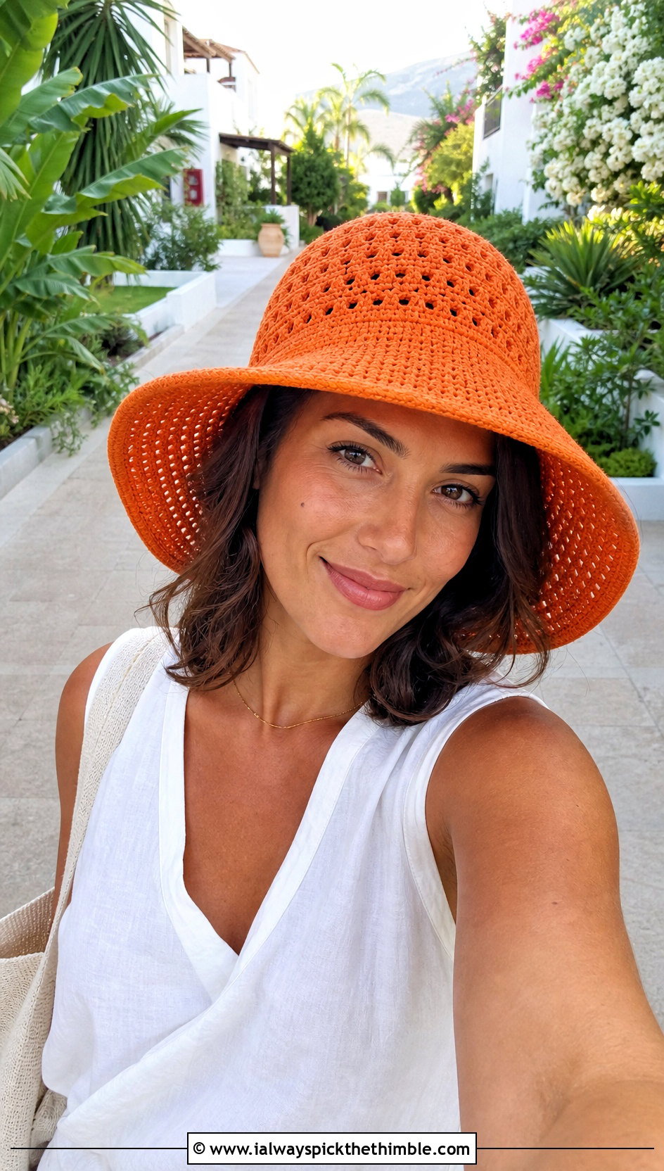 Wide Brim Crochet Cloche Hat With Linen Set - 25 crochet cloche hat outfit ideas