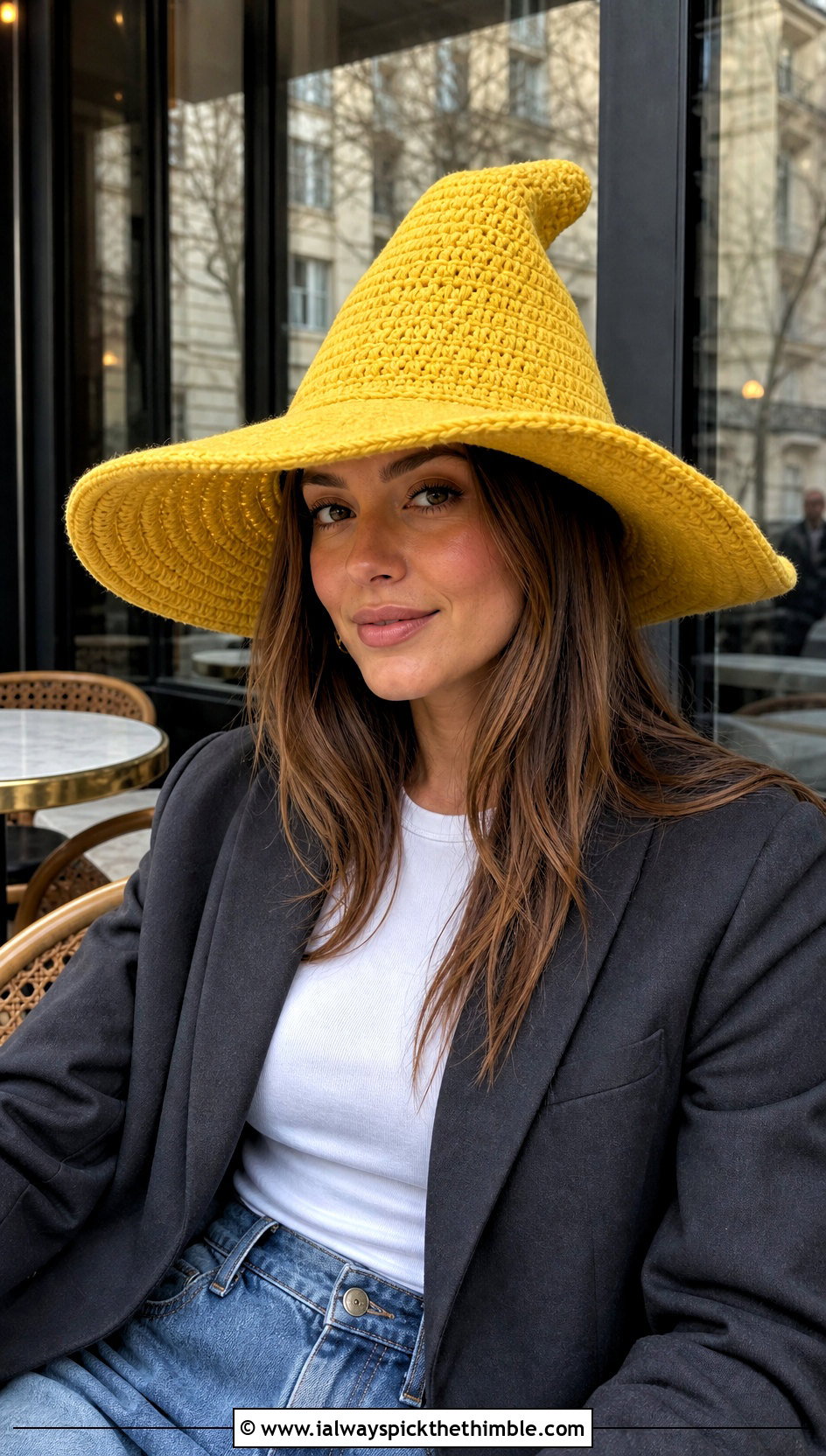 Wide Brim Crochet Elphaba Hat With Barrel Jeans - 20 Crochet Elphaba Hat outfit ideas
