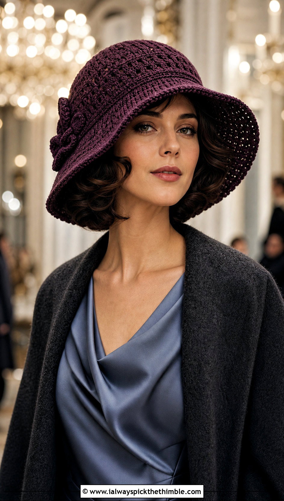 Wide Brim Crochet Flapper Hat With Bias Cut Dress - 20 crochet flapper hat outfit ideas