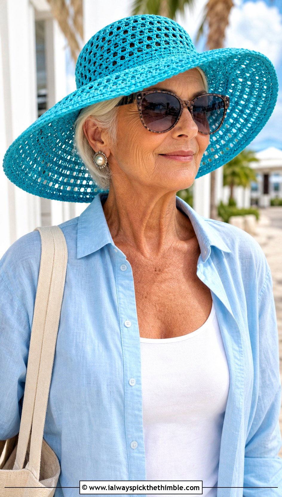 Wide Brim Crochet Hat With Linen Pants - 20 Crochet Hat For Grandma outfit ideas