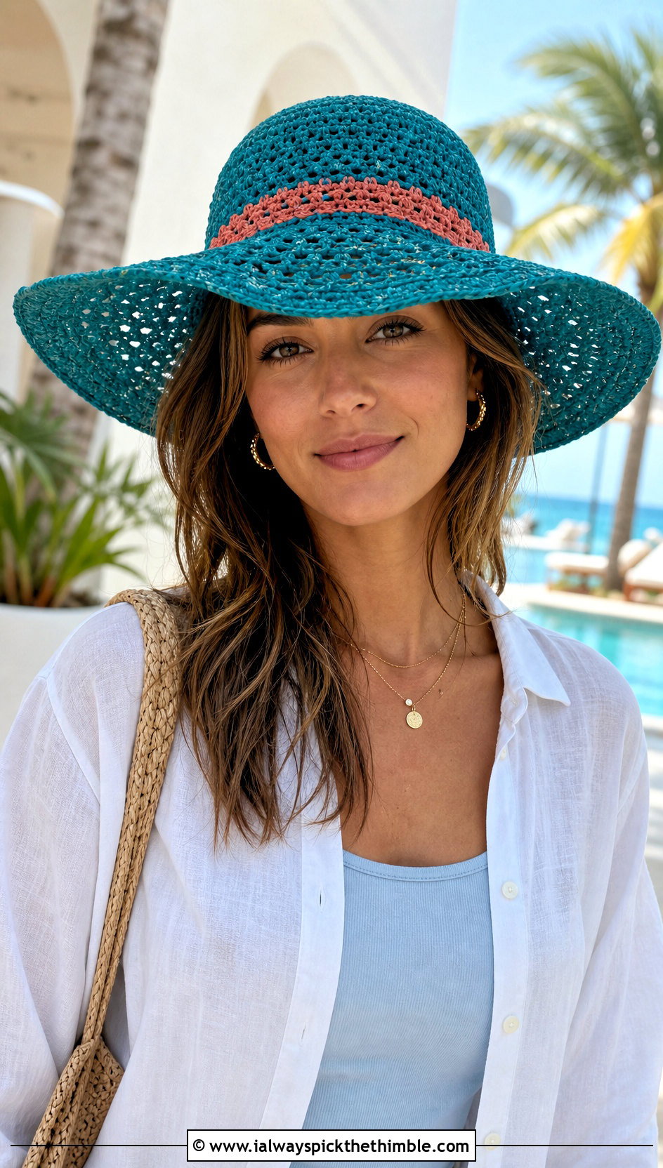 Wide Brim Crochet Luffy Sun Hat With Linen Set - 25 crochet luffy hat outfit ideas
