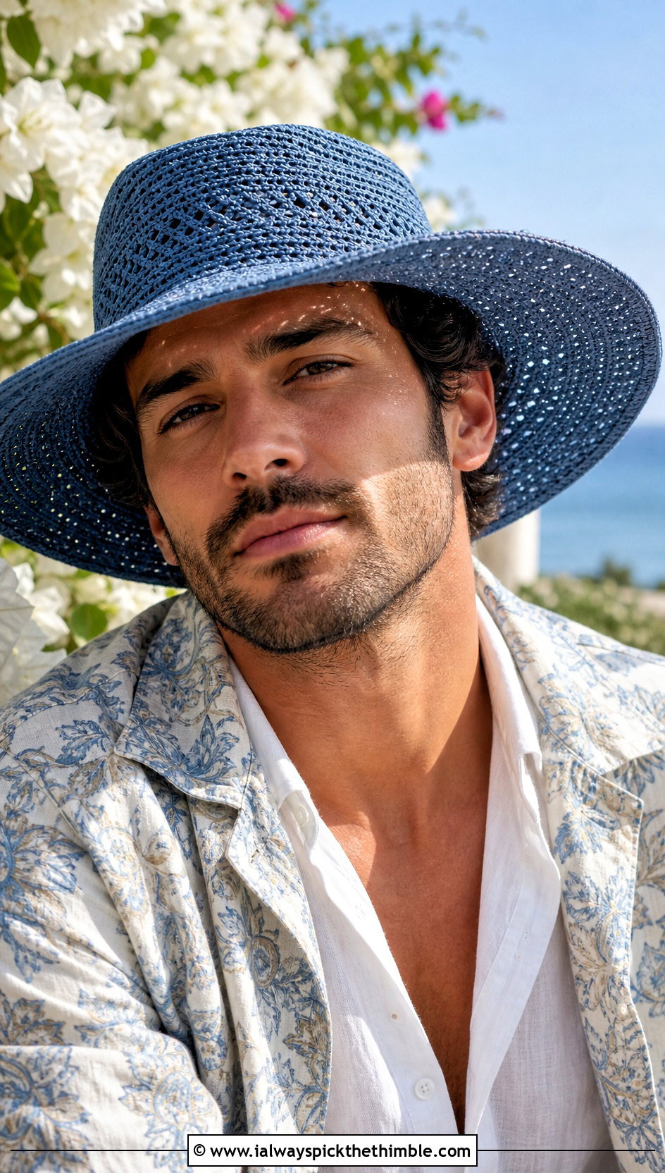 Wide Brim Crochet Sun Hat With Camp Shirt - 25 crochet hats men outfit ideas