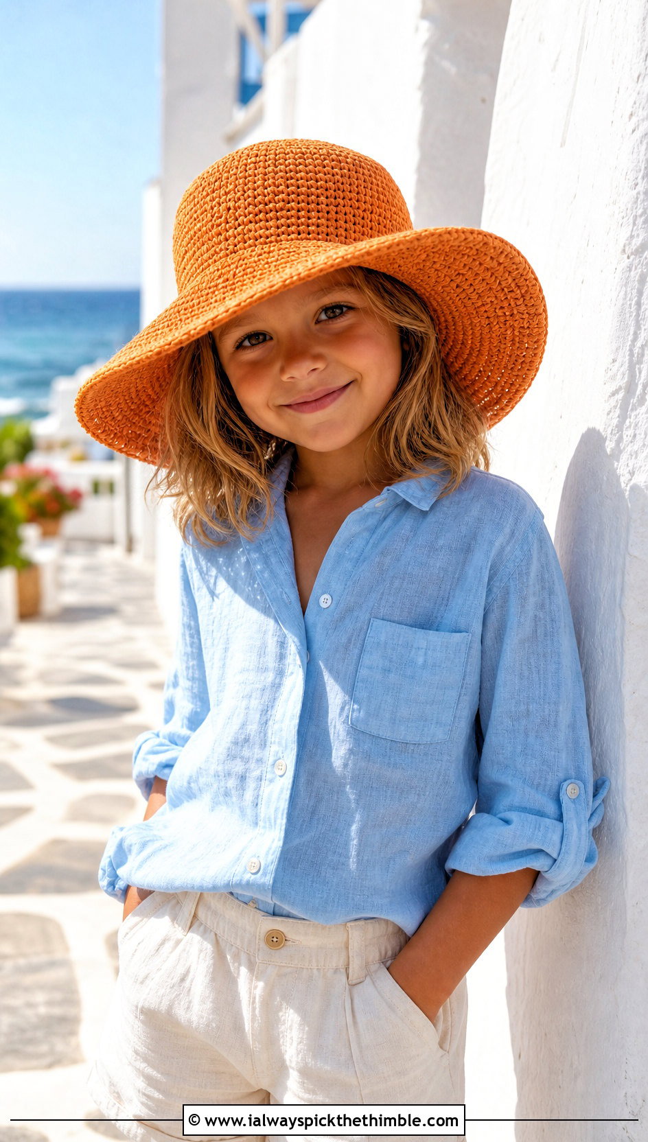 Wide Brim Crochet Sun Hat With Linen Outfit - 15 Childs Crochet Hat outfit ideas