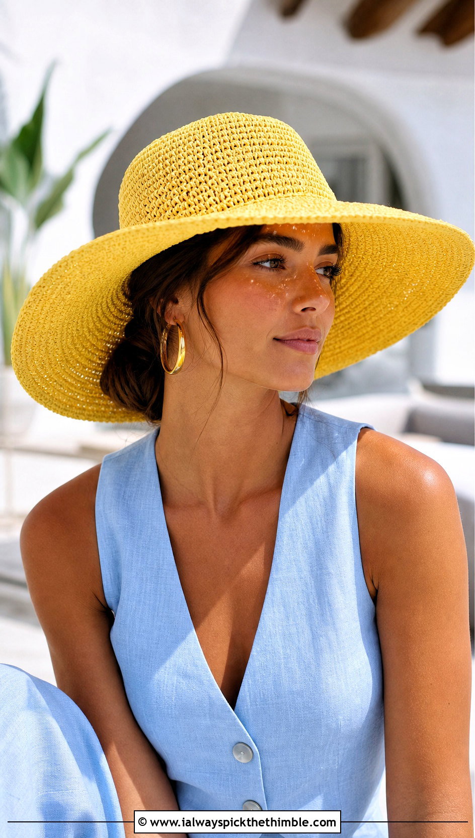 Wide Brim Crochet Sun Hat With Linen Set - 20 Easy Crochet Hats With Brim outfit ideas