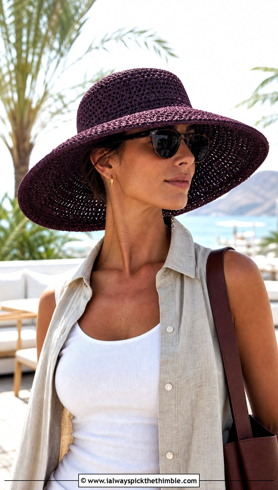 Wide Brim Crochet Sun Hat With Linen Set Outfit - 20 Crochet Womens Hat outfit ideas
