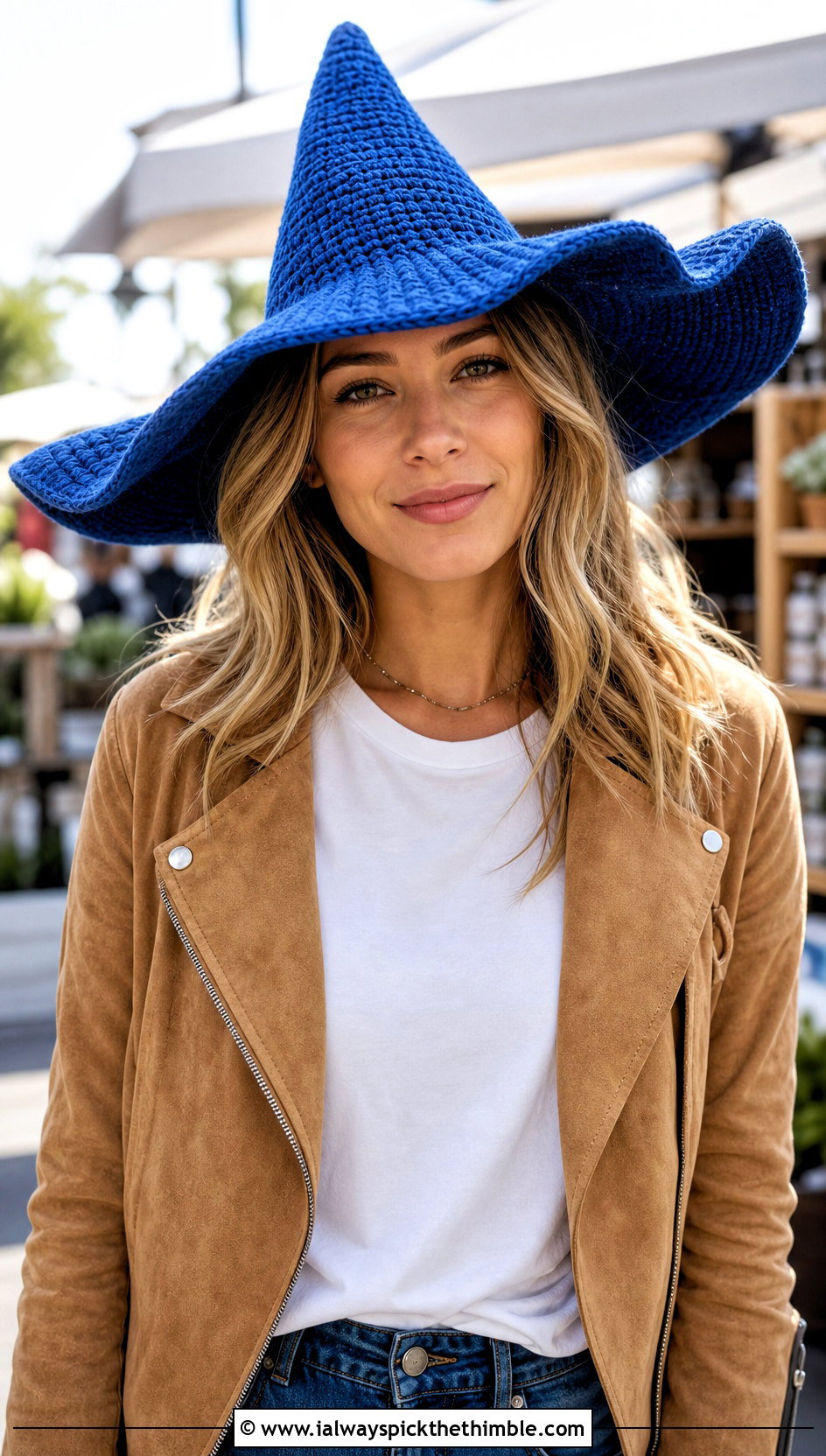 Wide Brim Crochet Witch Hat With Jeans - 25 crochet witches hat outfit ideas