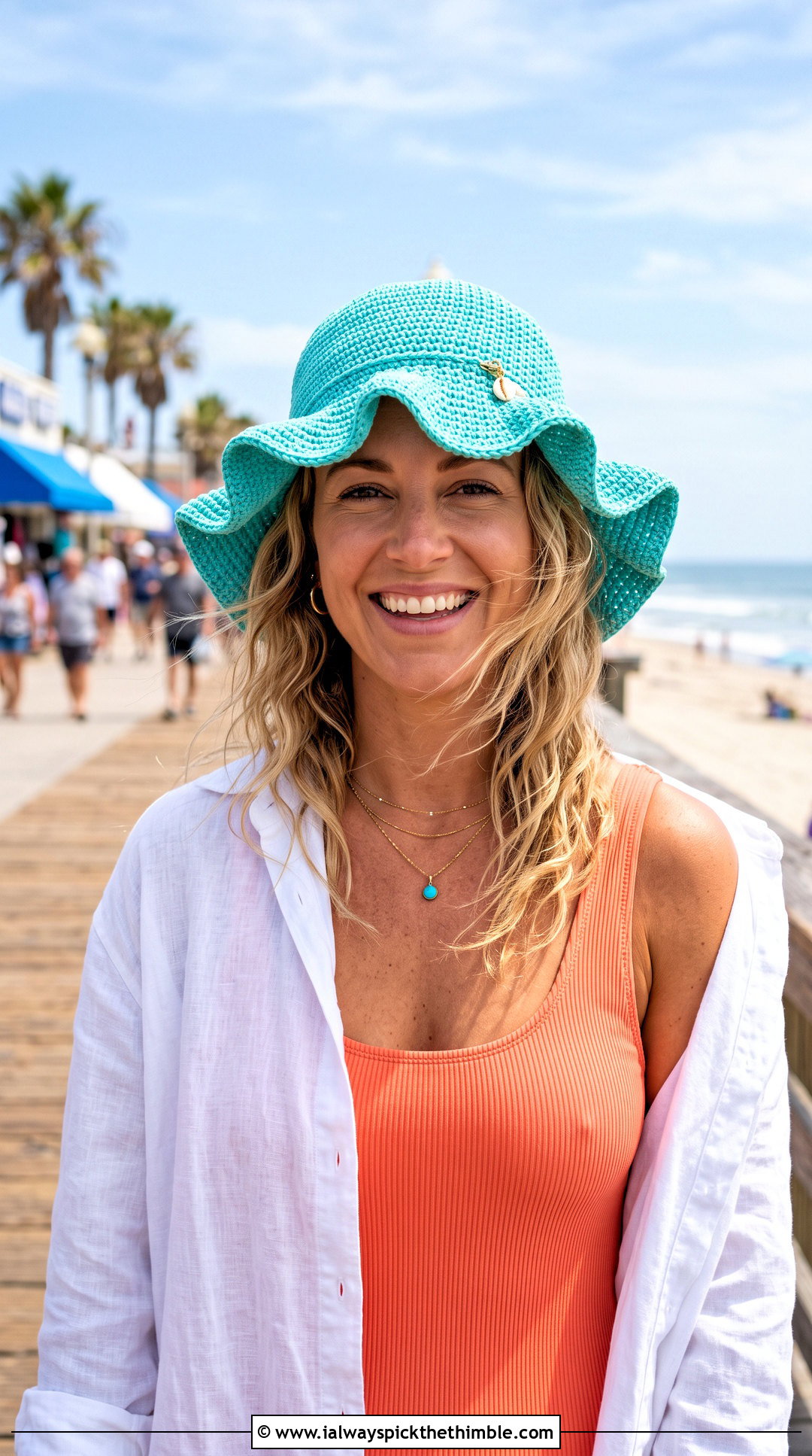 Wide Brim Ruffle Crochet Bucket Hat With Swimsuit And Shirt - 20 Crochet Bucket Hat With Ruffles outfit ideas