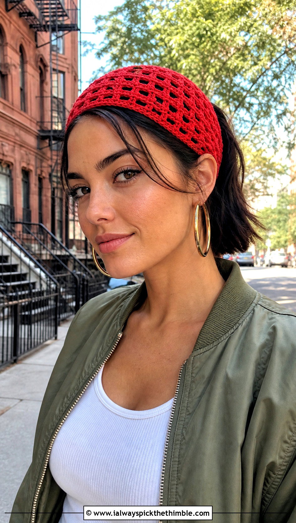 Wide Crochet Bandana Headband With Cargo Pants - 15 knit or crochet headbands outfit ideas